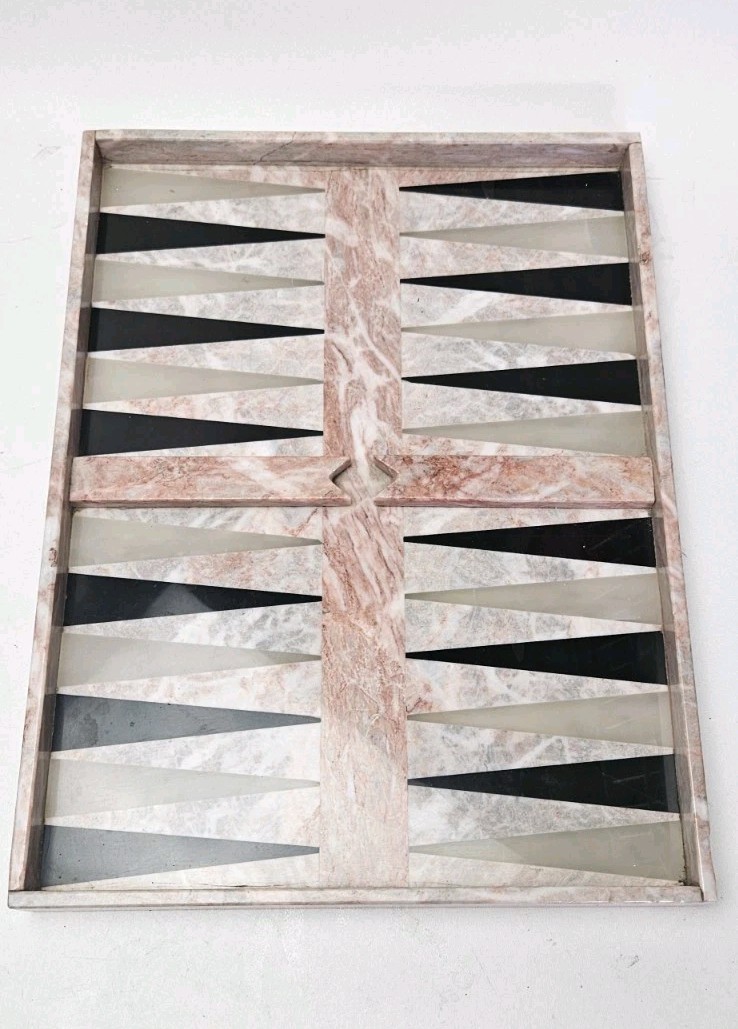 Italian Onyx Marble Backgammon Luxury Playing Board Heavy Stone Table Home Decor