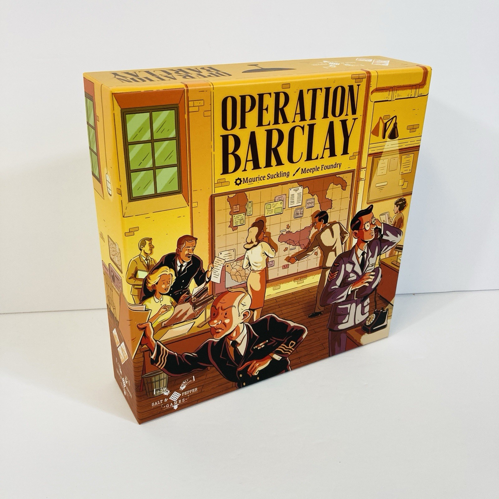 OPERATION BARCLAY BOARD GAME + ACRYLIC TILES english & spanish salt & pepper EUC