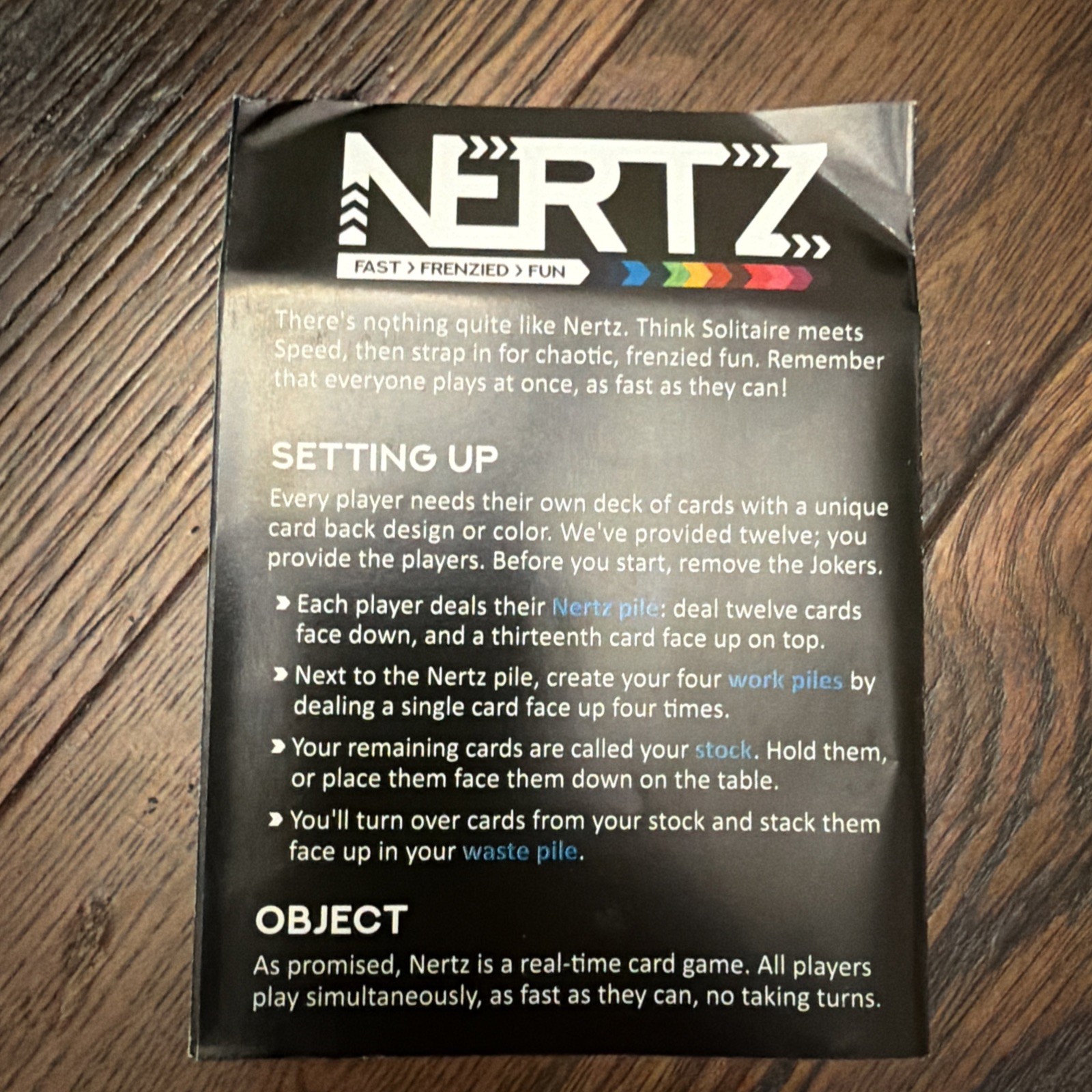 Nertz – 12 player edition – 7 sealed decks, 5 gently used decks – 100% complete