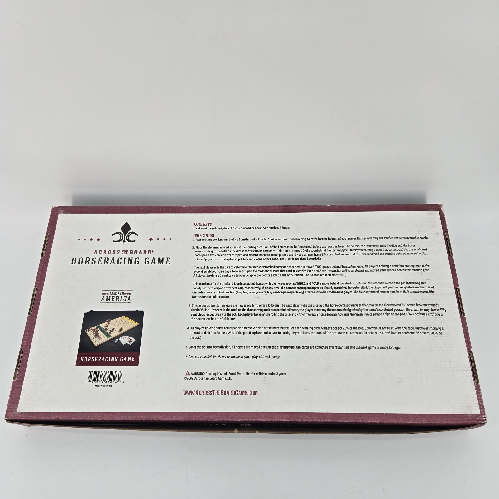 Across The Board Horseracing Game Maple Wood Gametop, 2007 Edition