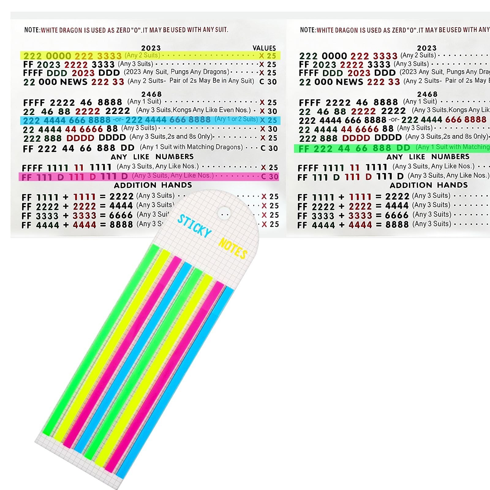 640 Pcs Mahjong Line Finder Notes, Mahjong Line Highlighter Stripe, for Playe…