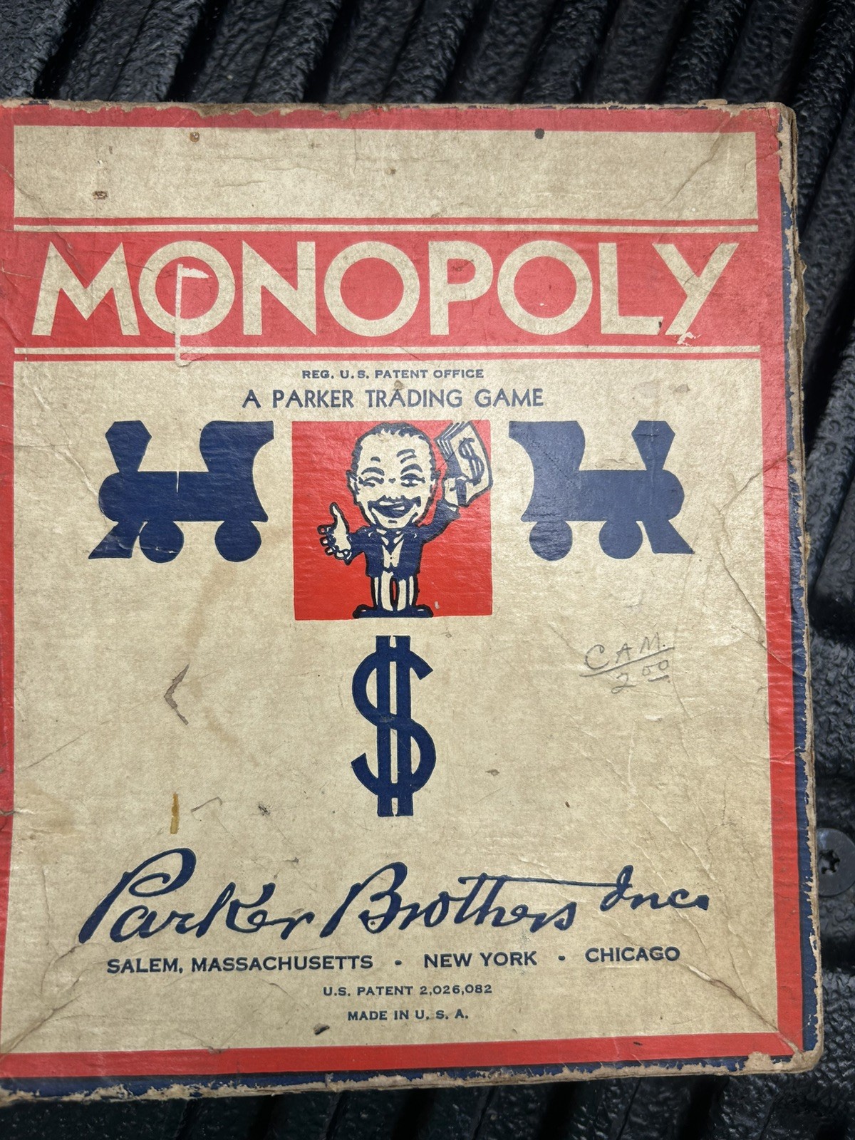 Early MONOPOLY Game-Parker Brothers-“Trade Mark” Black Box-Old Style $$-