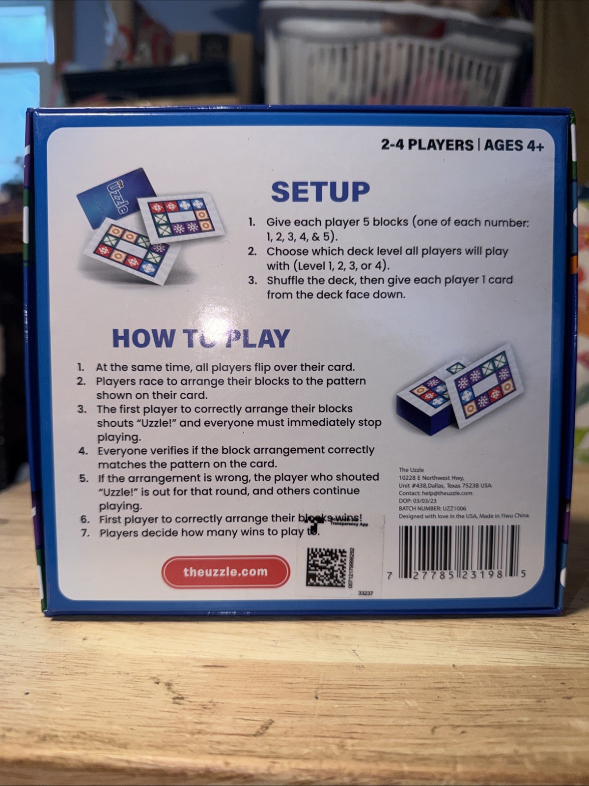 The Uzzle Board Game Block Puzzle -brand New In Box