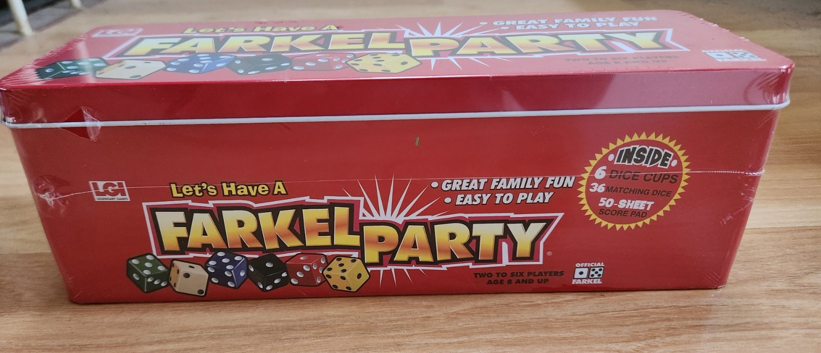 Let’s Have a Farkel Party Dice Game Tin Edition 2007 NEW SEALED. LGI Games