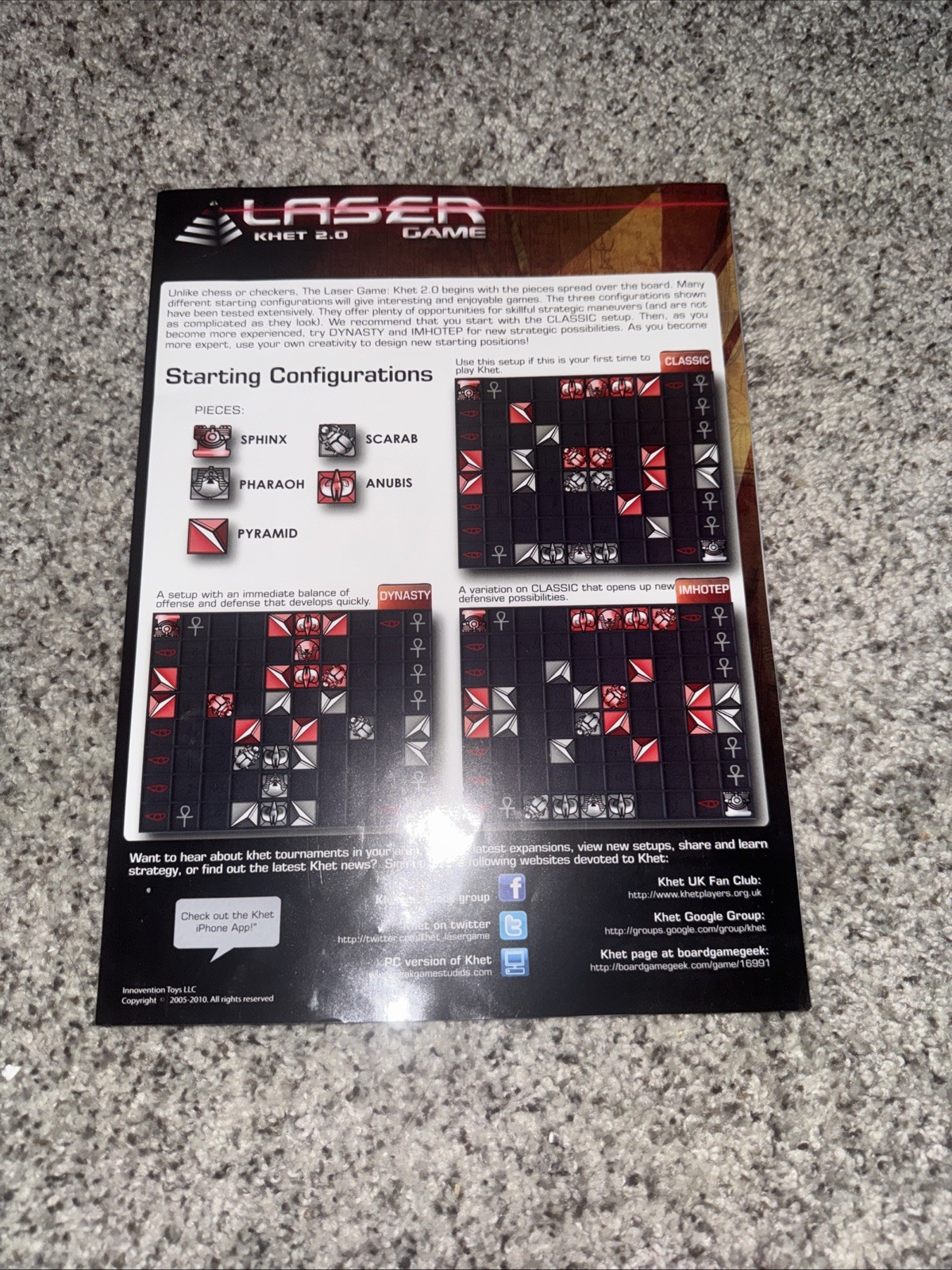 Khet 2.0 Laser Board Game Complete Set with Box and Instructions Working Tested