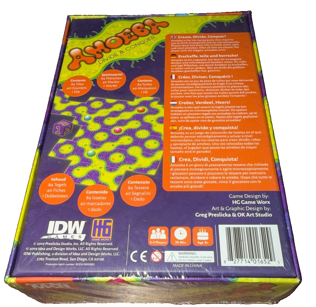 Amoeba Divide & Conquer Game IDW Games NEW Sealed Tile Laying Game 2-4 Player 8+