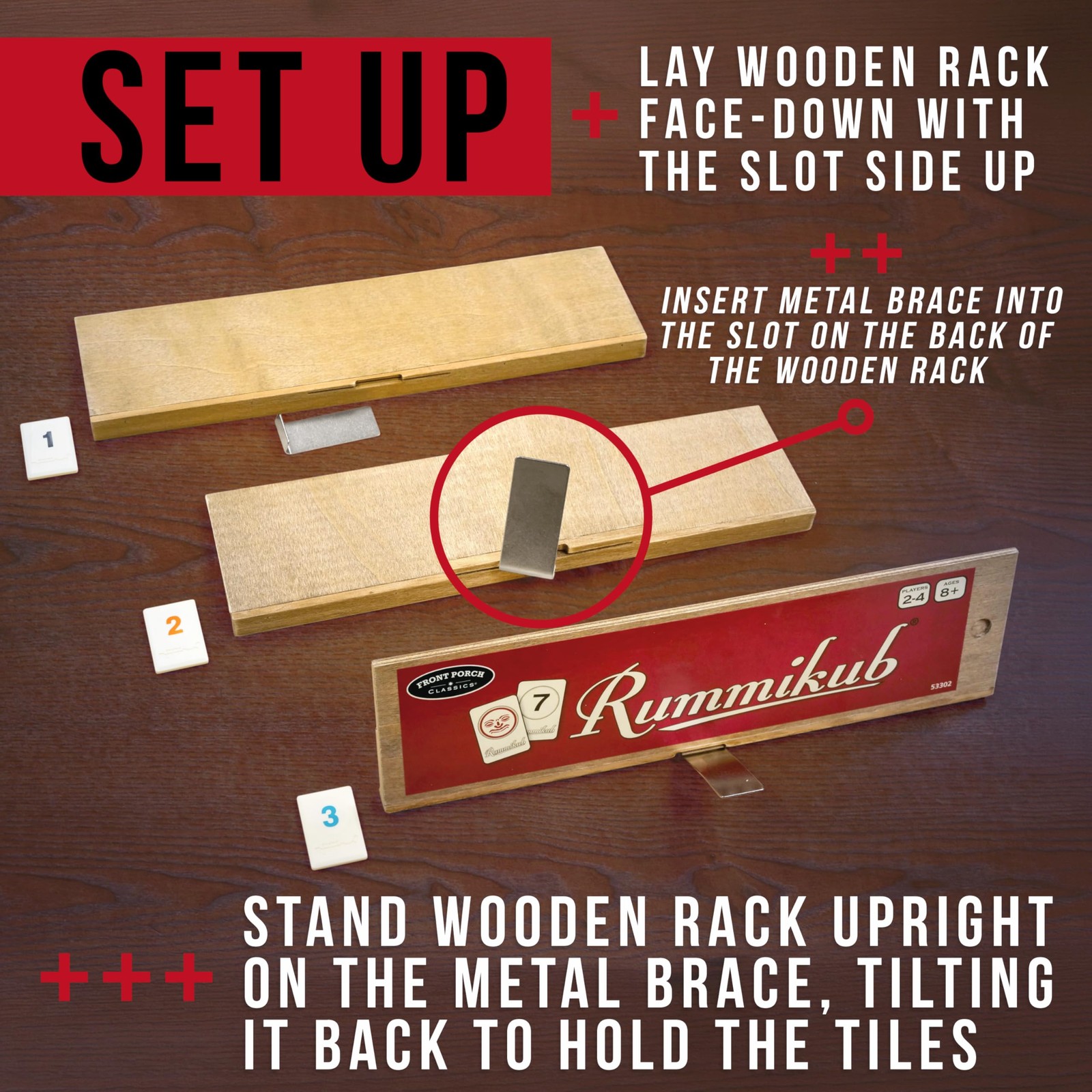Front Porch Classics, Rummikub Vintage Edition in AllWood Storage Case with 4…