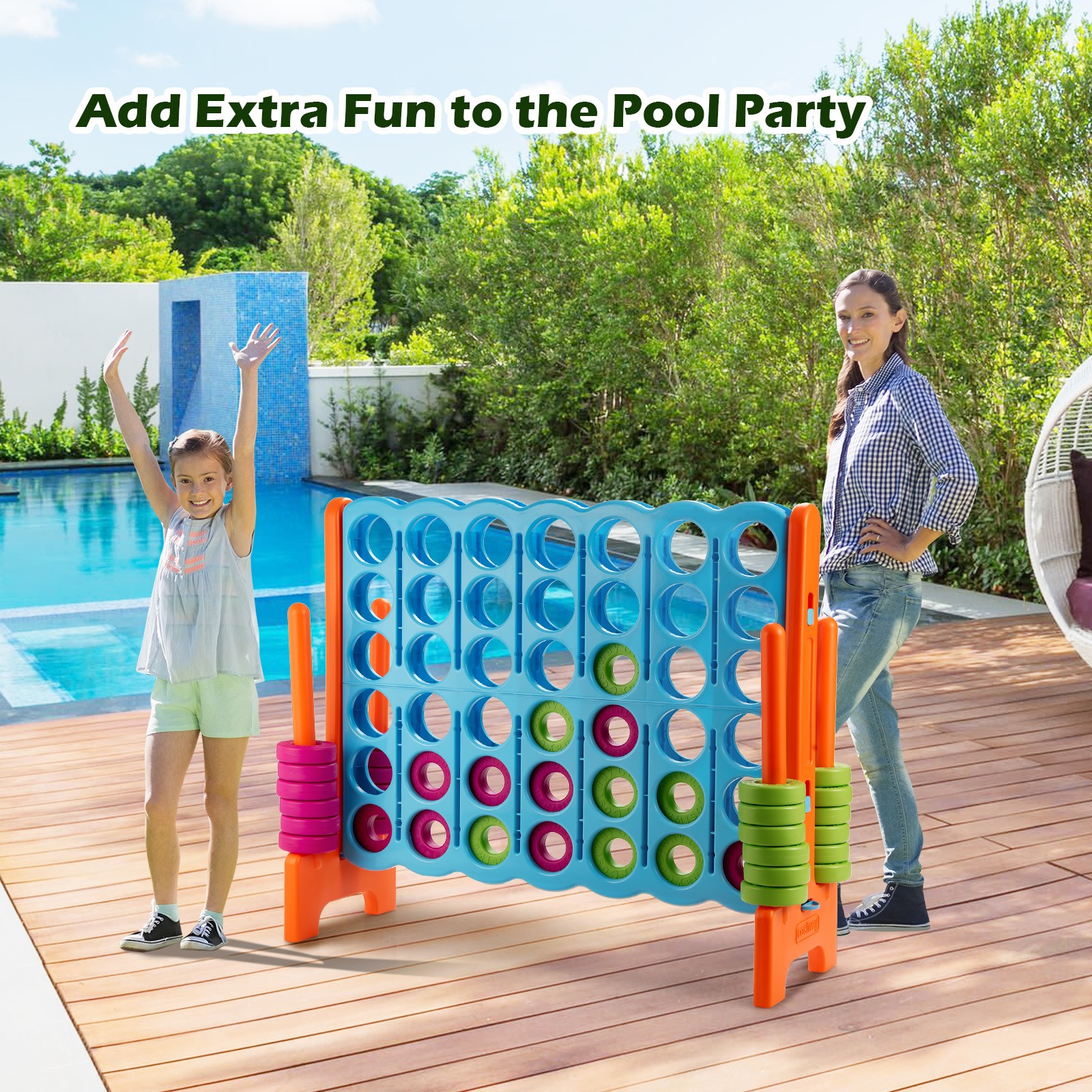 Jumbo 4-to-Score 4 in A Row Giant Game Set Indoor Outdoor Kids Adults Family Fun