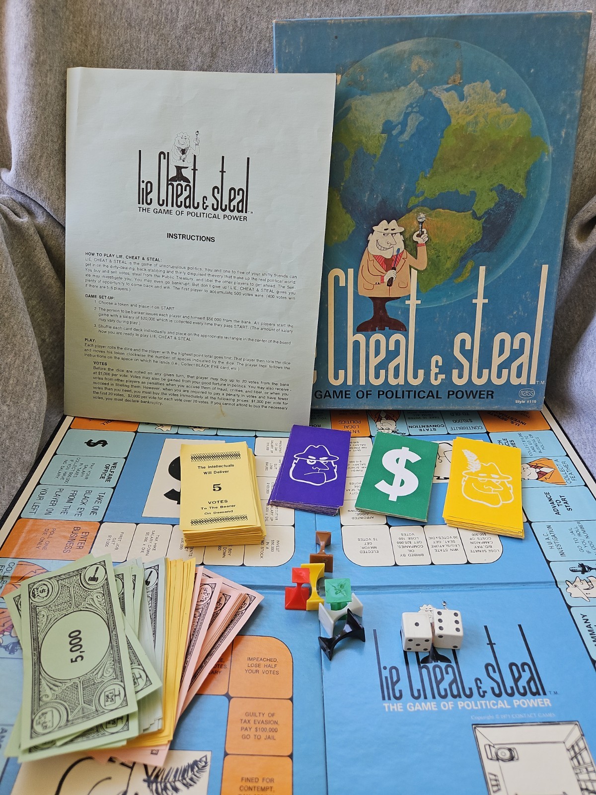 Lie Cheat and Steal The Game Of Political Power Vintage 1971 Reiss Board Game