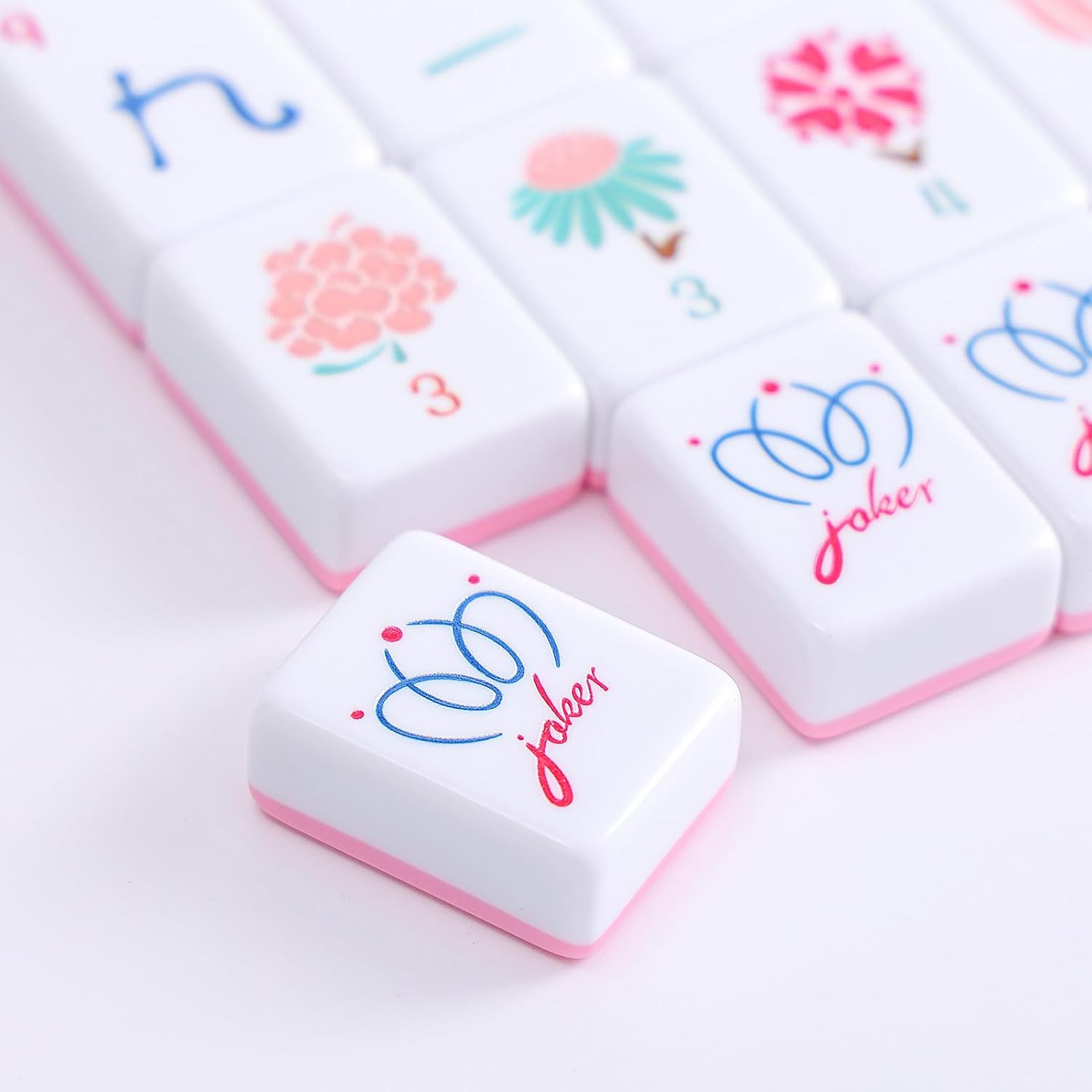 160 Pink Engraved American Mahjong Tiles Set with Carrying Bag and Accessories,