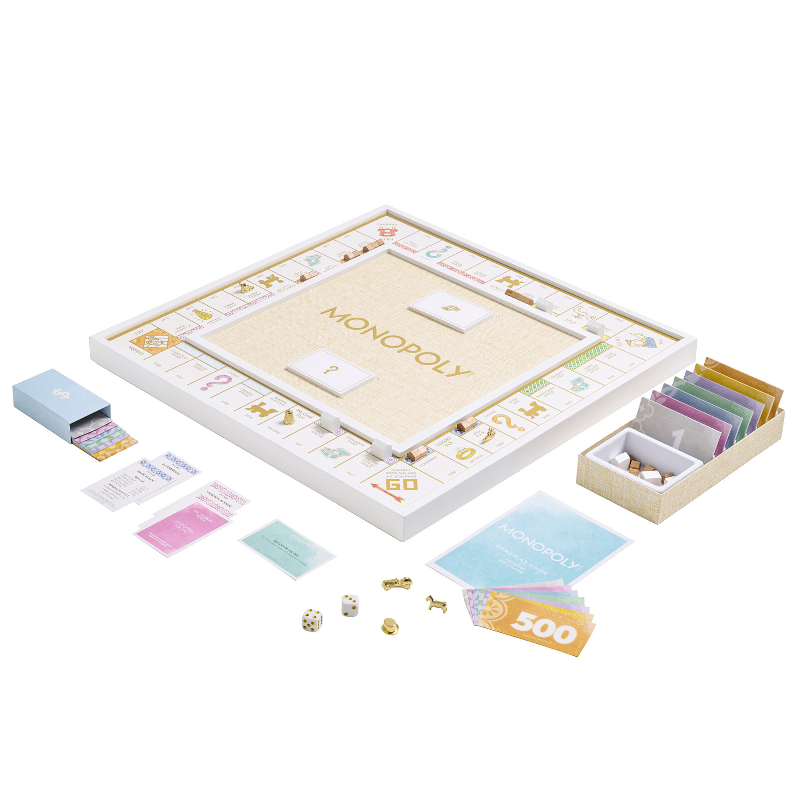 WS Game Company Monopoly Bianco Edition with Foil-Stamped Wood Game Board New