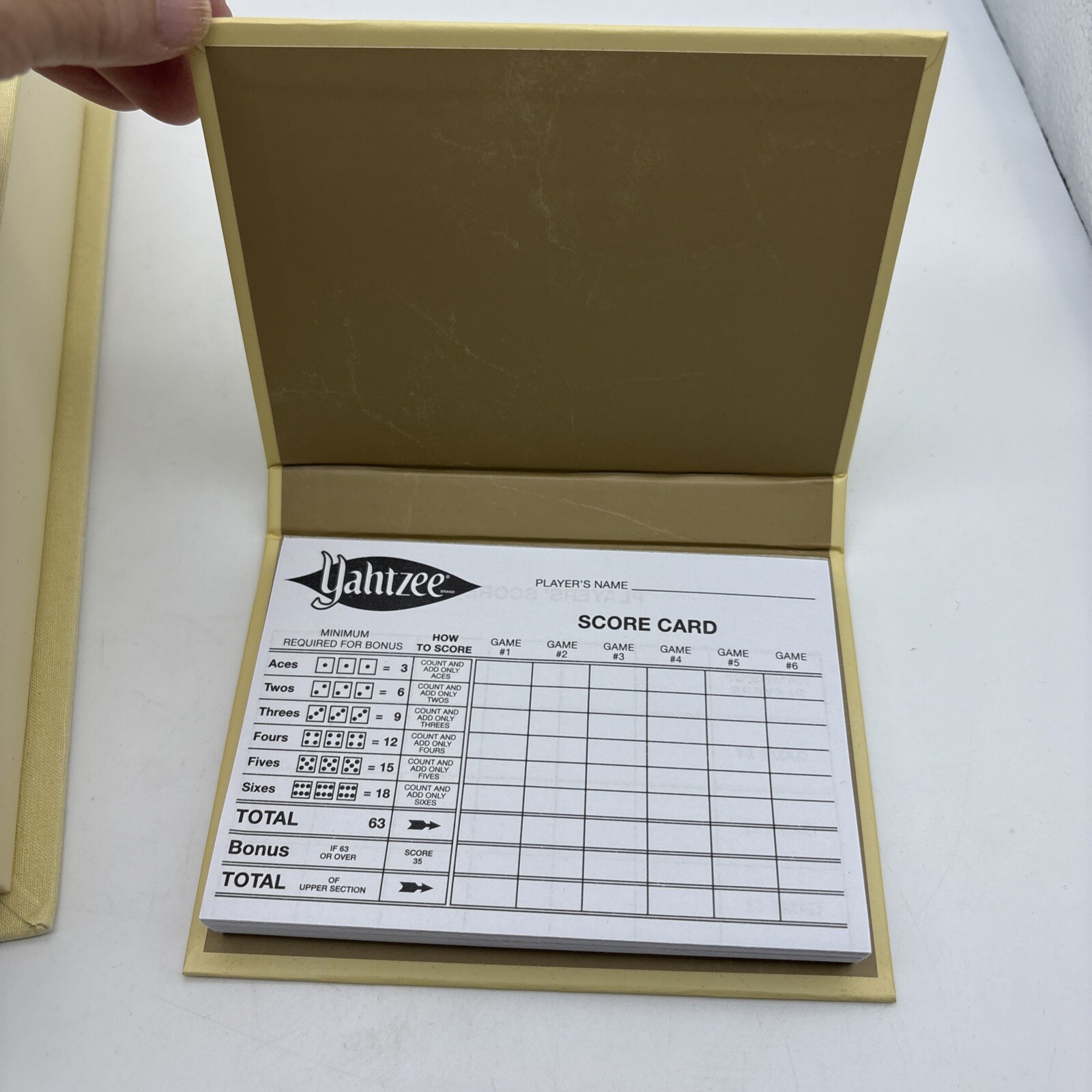 YAHTZEE Vintage Bookshelf Edition Linen Book Board Game Never Used 2017 Hasbro