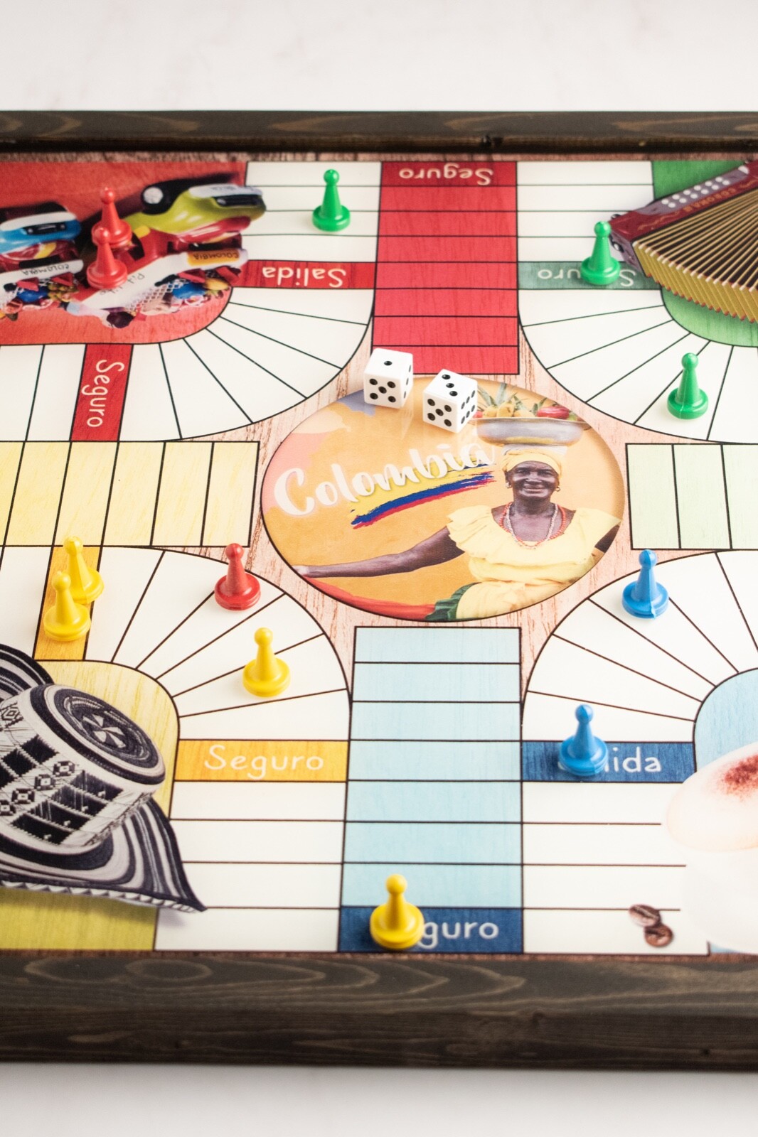 Parchis Board for 2 until 4 persons. Colombia game parqués, hand made