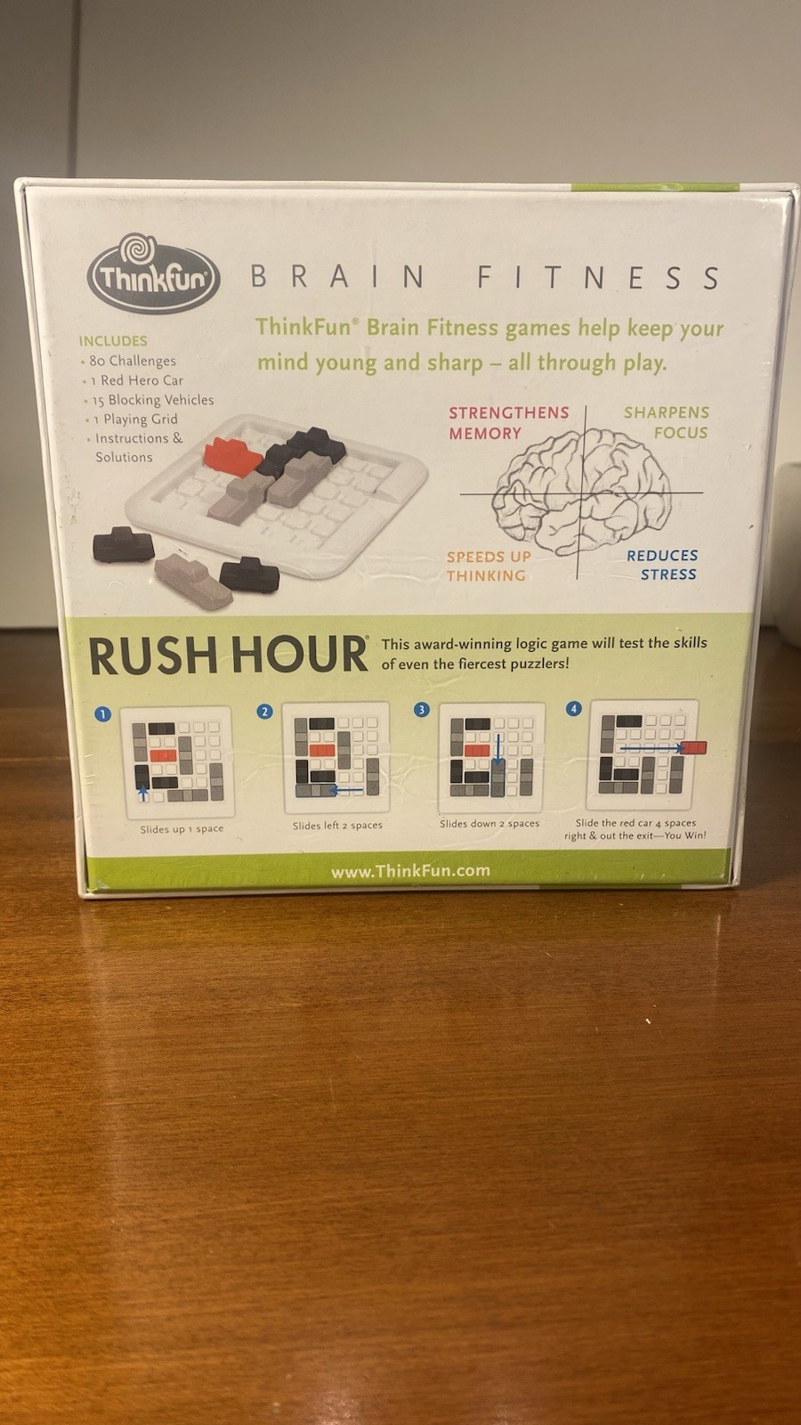 Rush Hour Brain Fitness Sliding Block Logic Game, 80 Challenges Brand New Sealed