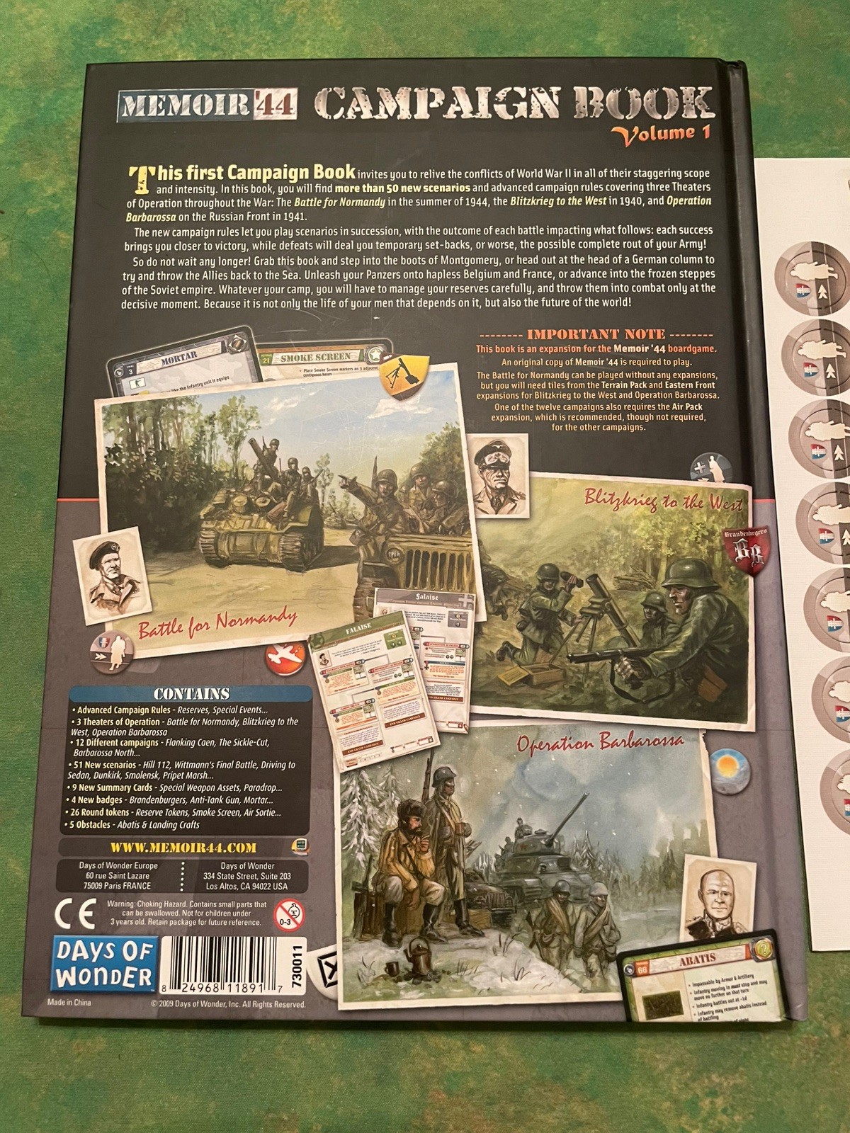 Memoir ’44 CAMPAIGN BOOK VOLUME 1 Complete! Unpunched! OOP Game Days of Wonder