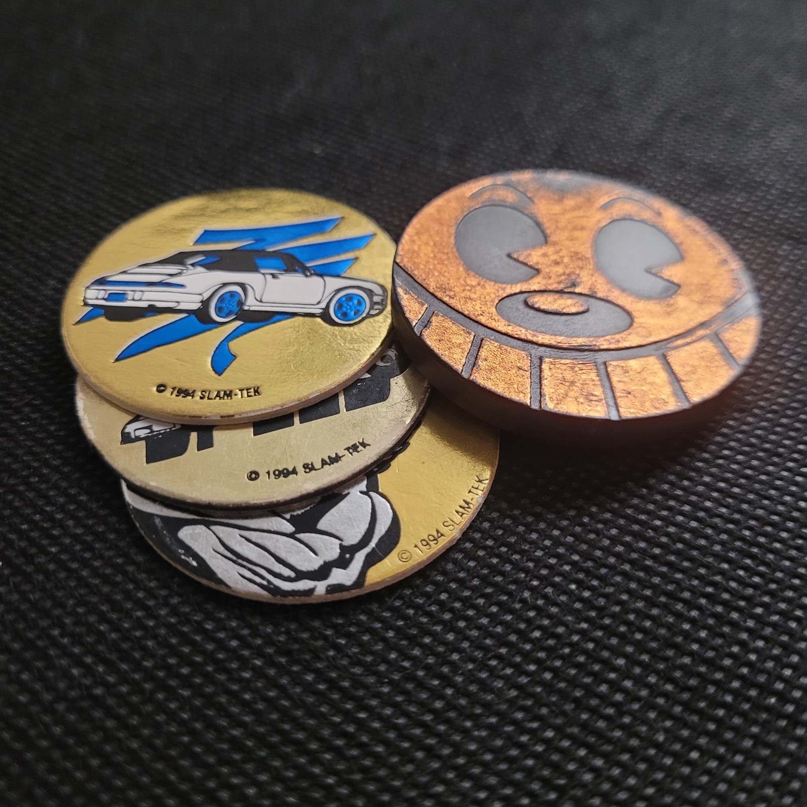 World POG Federation Felix The Cat Slammer + 3 Slam Tek Milk Caps 90s Porsche