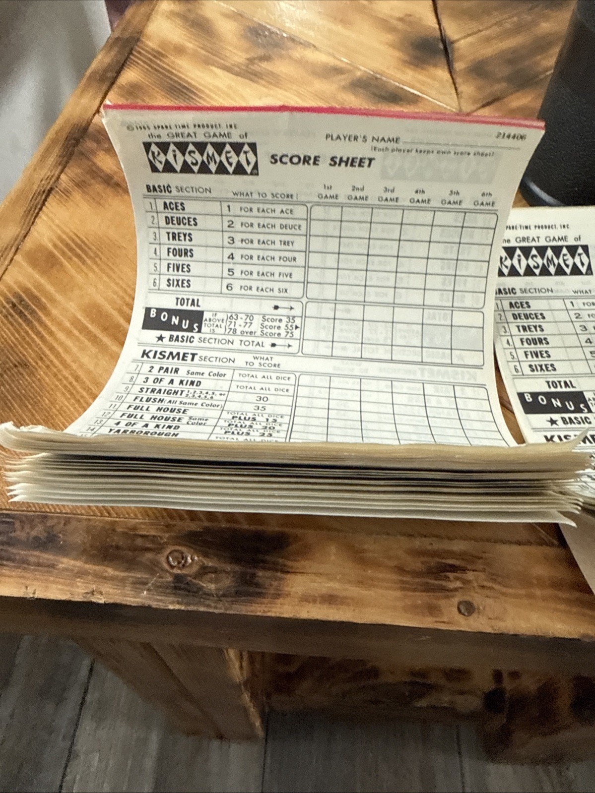 Vintage KISMET Game of YACHT Score Pads, No pencil, dice & instr.