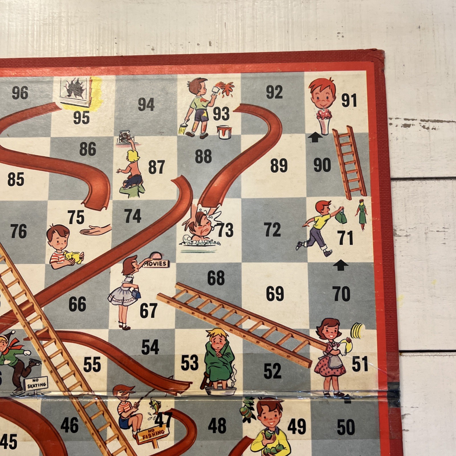 VTG 1950s CHUTES and LADDERS Board Game No 4600 Milton Bradley BOARD ONLY *Read*