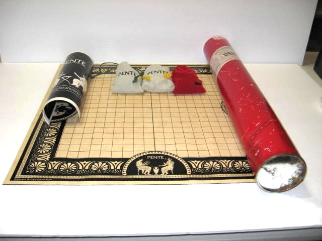 Vintage Pente Board Game Red Tube Edition w/3 Sets Playing Pieces-Stones 1 Extra