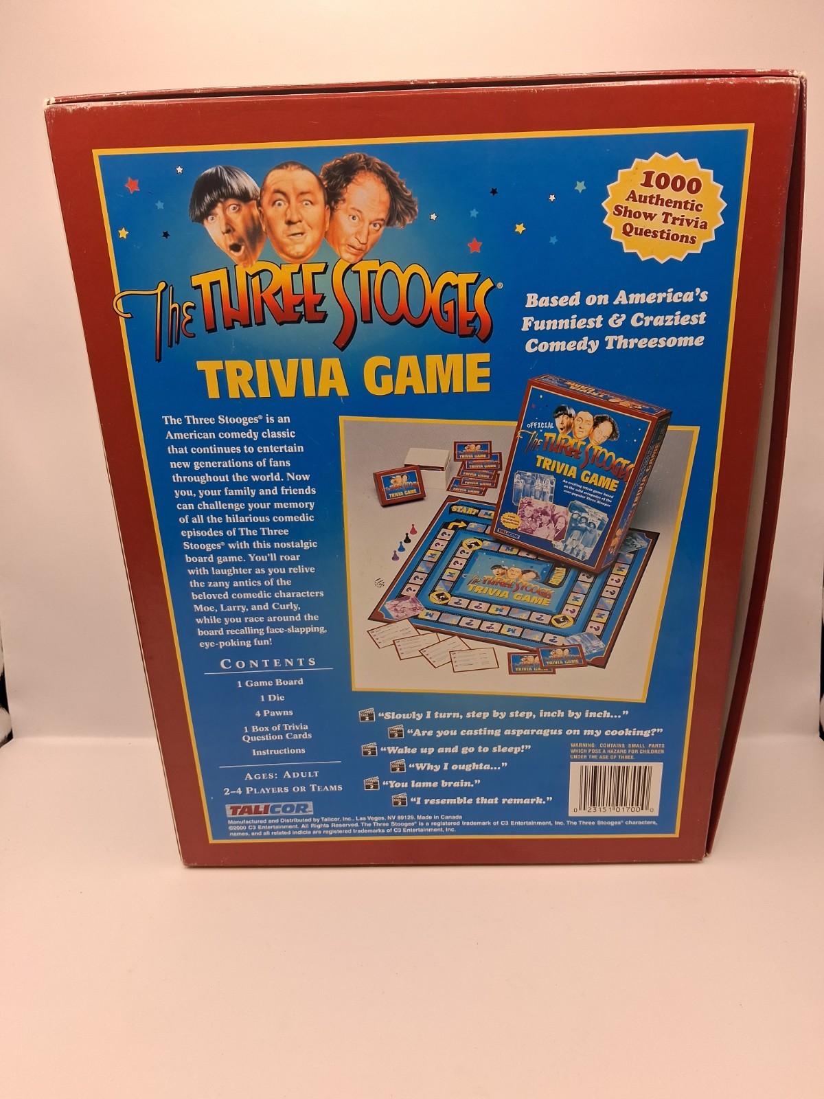 The Official Three Stooges Trivia Game 2000 By Talicor Mo Larry Curly Nyuk Nyuk