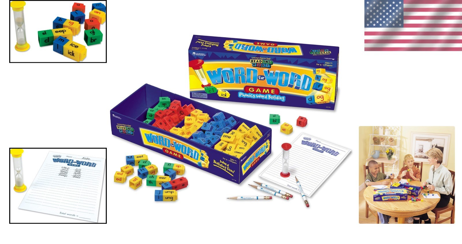 Customizable Word Building Board Game – Engage 2-4 Players Ages 7+ with Phonics
