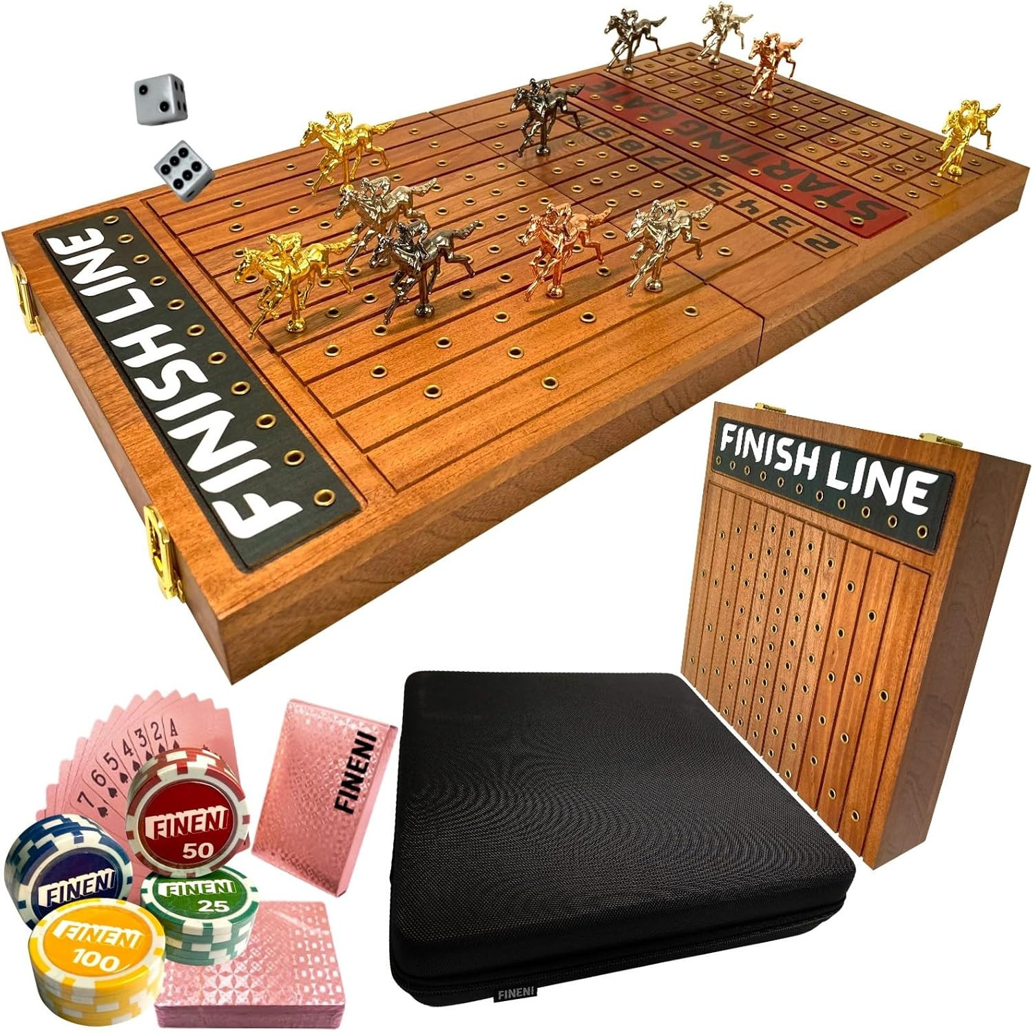 Horse Racing Game for Adults, Foldable Horse Race Board Game with 11 Luxurious M