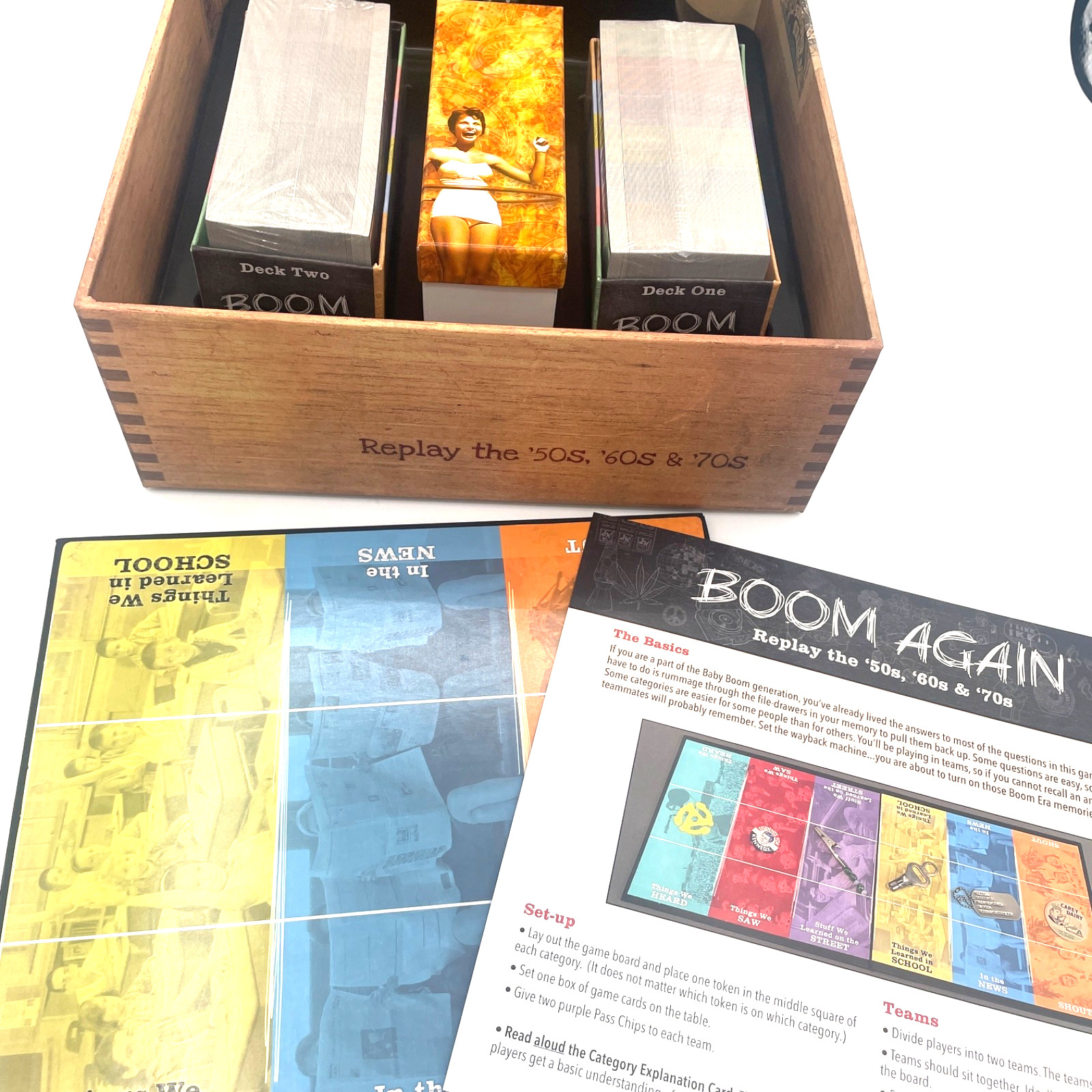 Boom Again Party Trivia Board Game Replay 50s 60s 70s Baby Boomer Card Set New