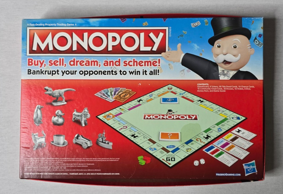 Monopoly Board Game Hasbro Pre-Owned Missing 2 Tokens/Pieces