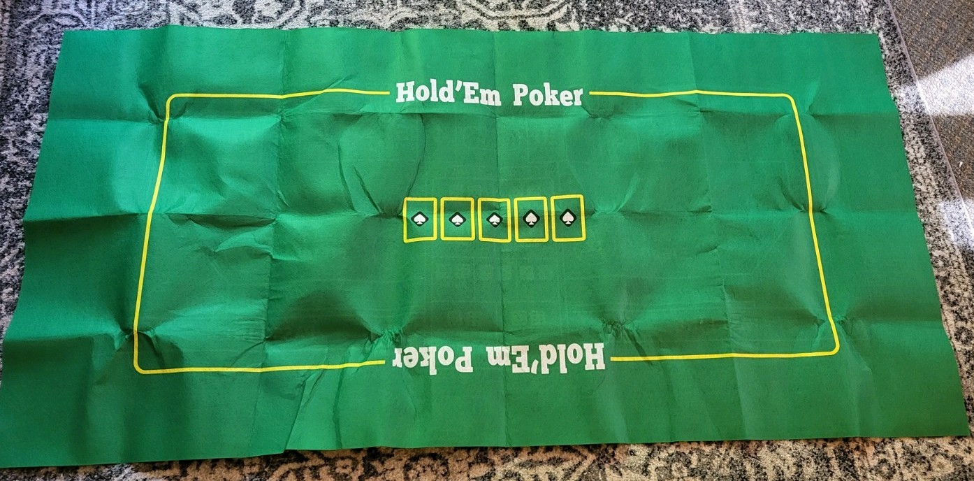 Green Felt Tabletop Craps Game With Texas Hold’em On The Reverse Side