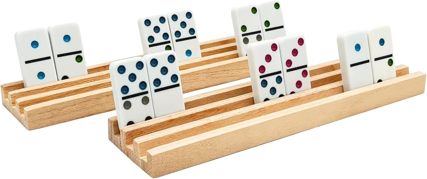 Wooden Domino Racks/Trays Set of 8 Natural Domino Trays Holders Organizer for…