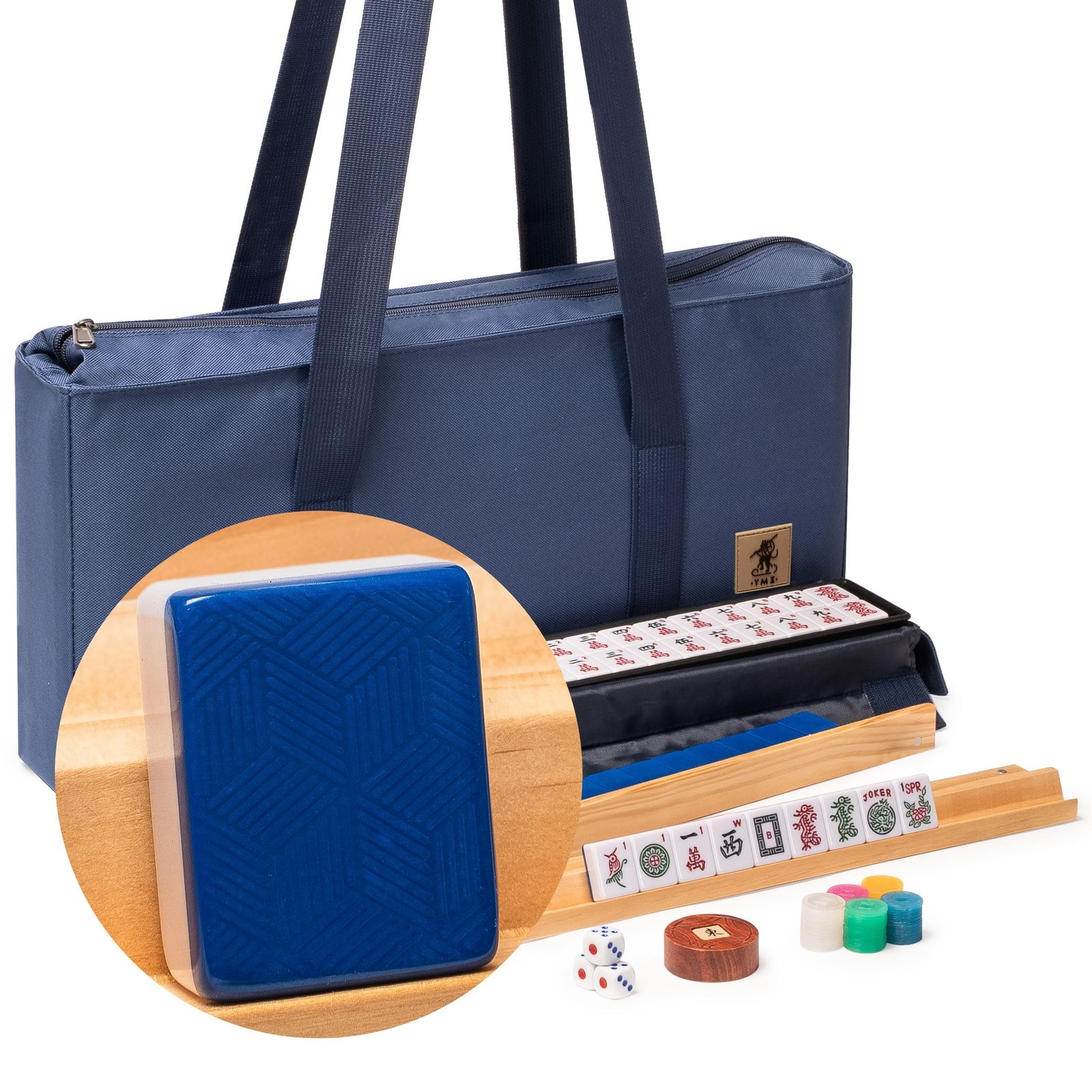 Yellow Mountain Imports American Mahjong Set, Indigo Tides – Blue Soft Case, …
