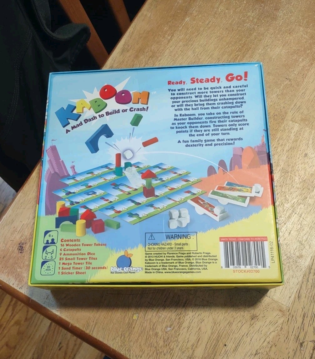 KABOOM Building Stacking Crashing Board Game 2013 Blue Orange Games