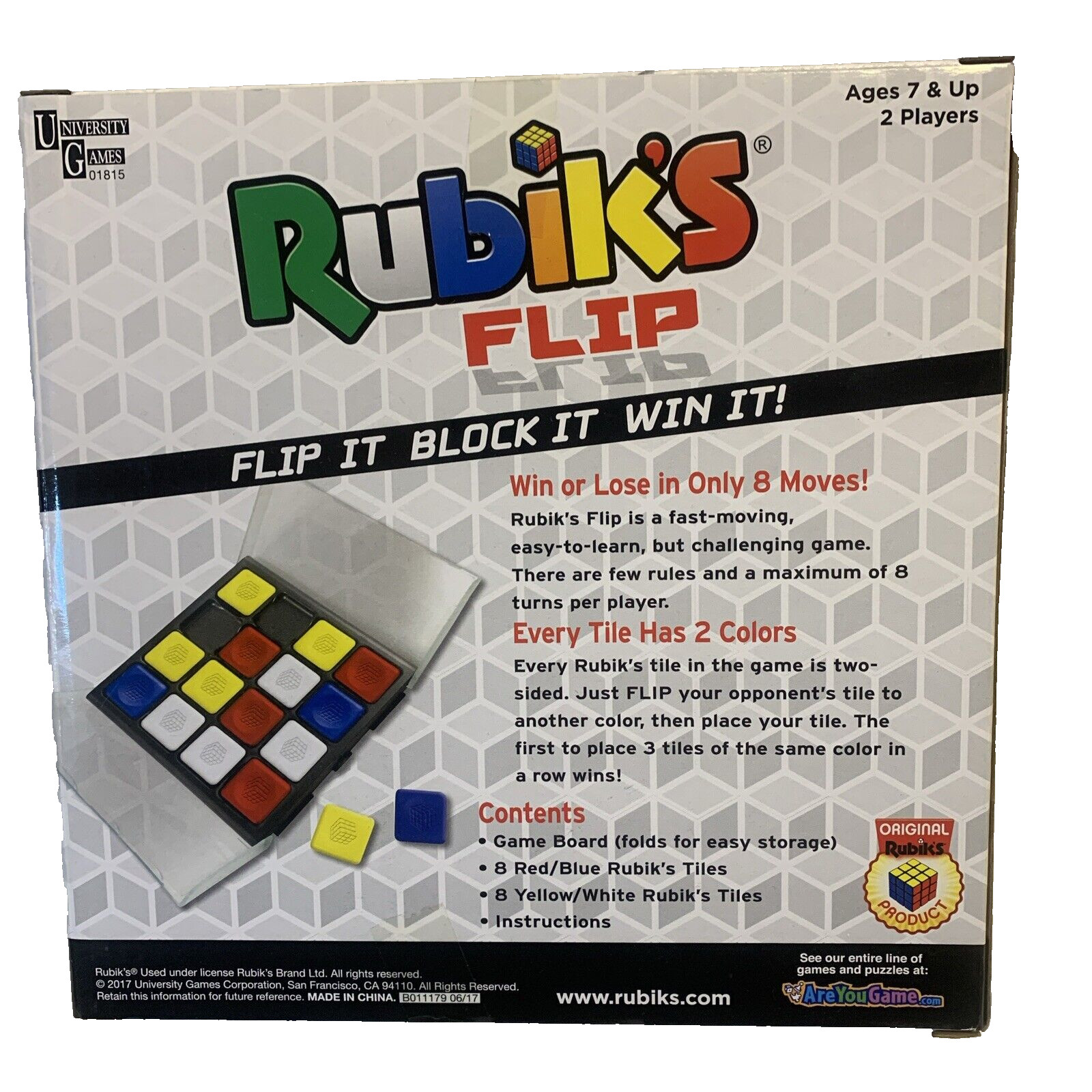 Rubik’s Flip Game by University Games Ages 7 + Brand New