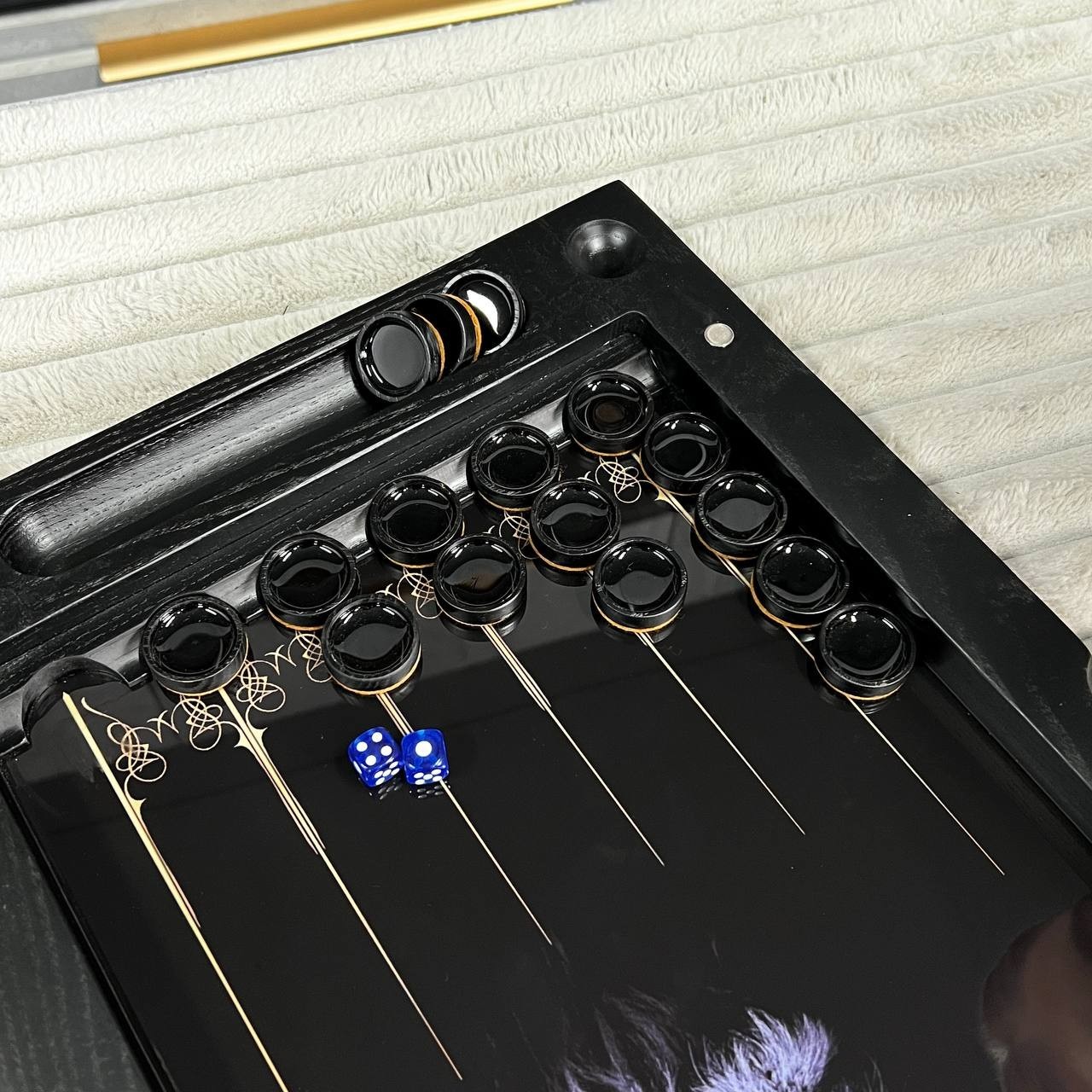 Tempered Glass Backgammon Set Lion Design, Game Board, Gift for Him 50cm (19.7″)