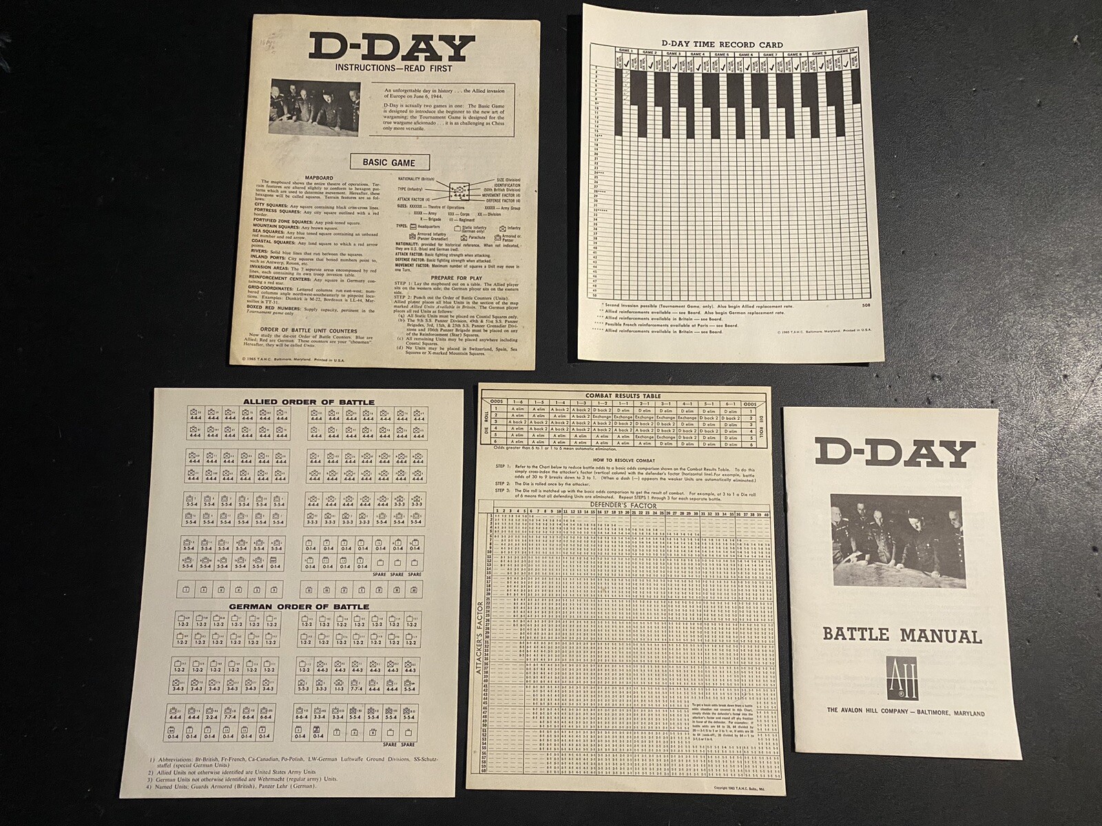 1961 Vintage Avalon Hill D-Day Invasion Board Game World War II WW2 War Strategy