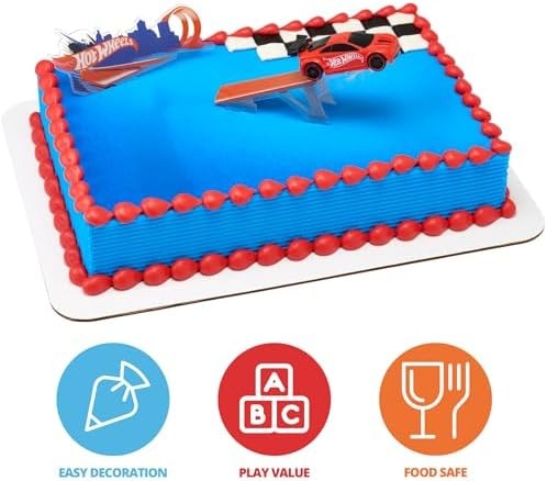 DecoSet® Hot Wheels™ Supreme Speed Cake Topper, Car Cake Decoration Set with Veh