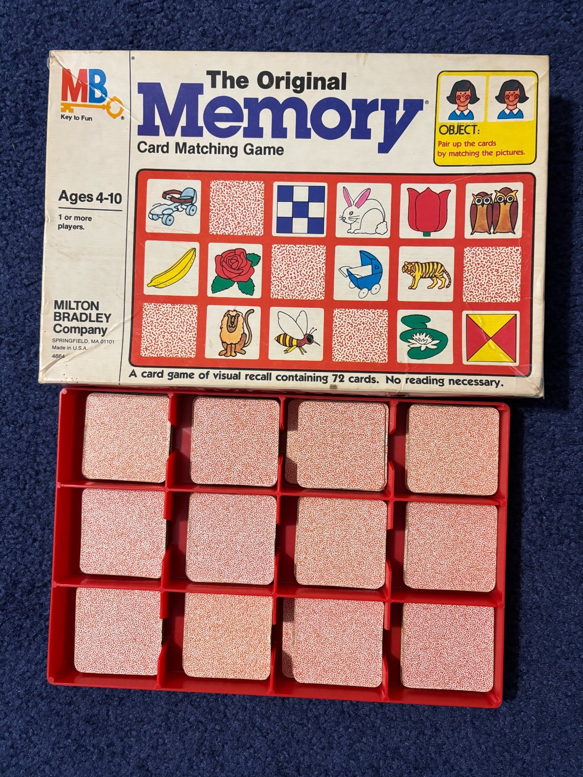 The Original Memory Card Matching Game Milton Bradley 4664 72 CARDS COMPLETE