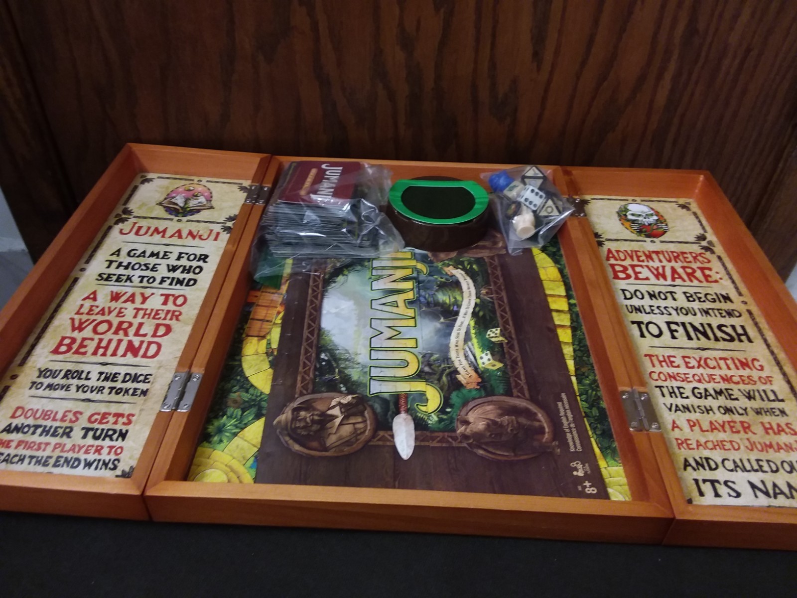 Jumanji the Game Real Wooden Box Edition of the Classic Adventure Board Game