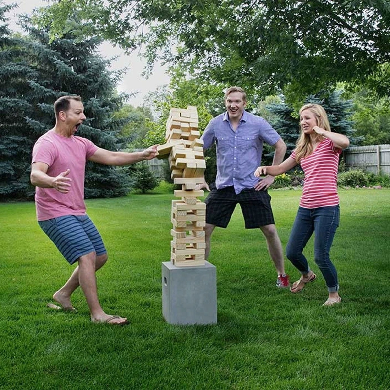 Yard Games Giant Tumbling Timbers 30″ Wood Block Stacking Game w/ Case, Natural