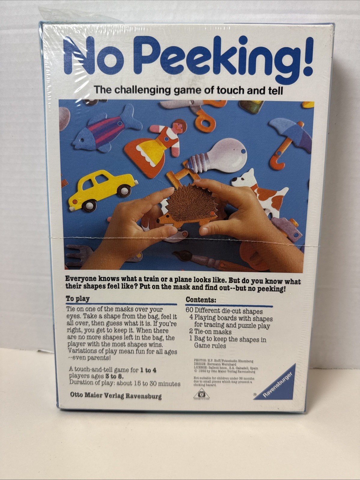 NEW 1992 Ravensburger No Peeking! Kids Touch & Tell Guessing Board Game Learning