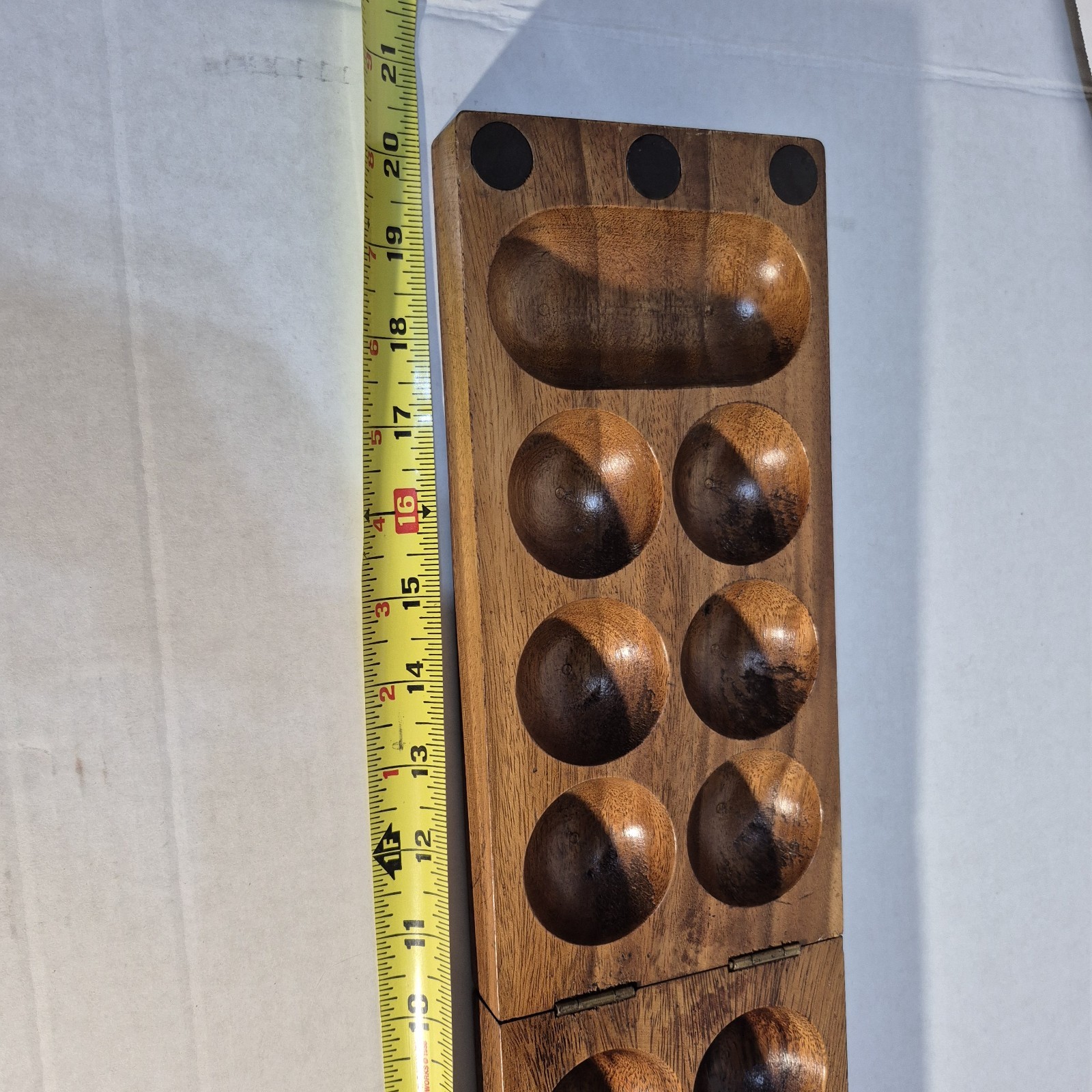 Vintage Folding Wooden Mancala Board Game Large 20″ Solid Wood Strategy Set
