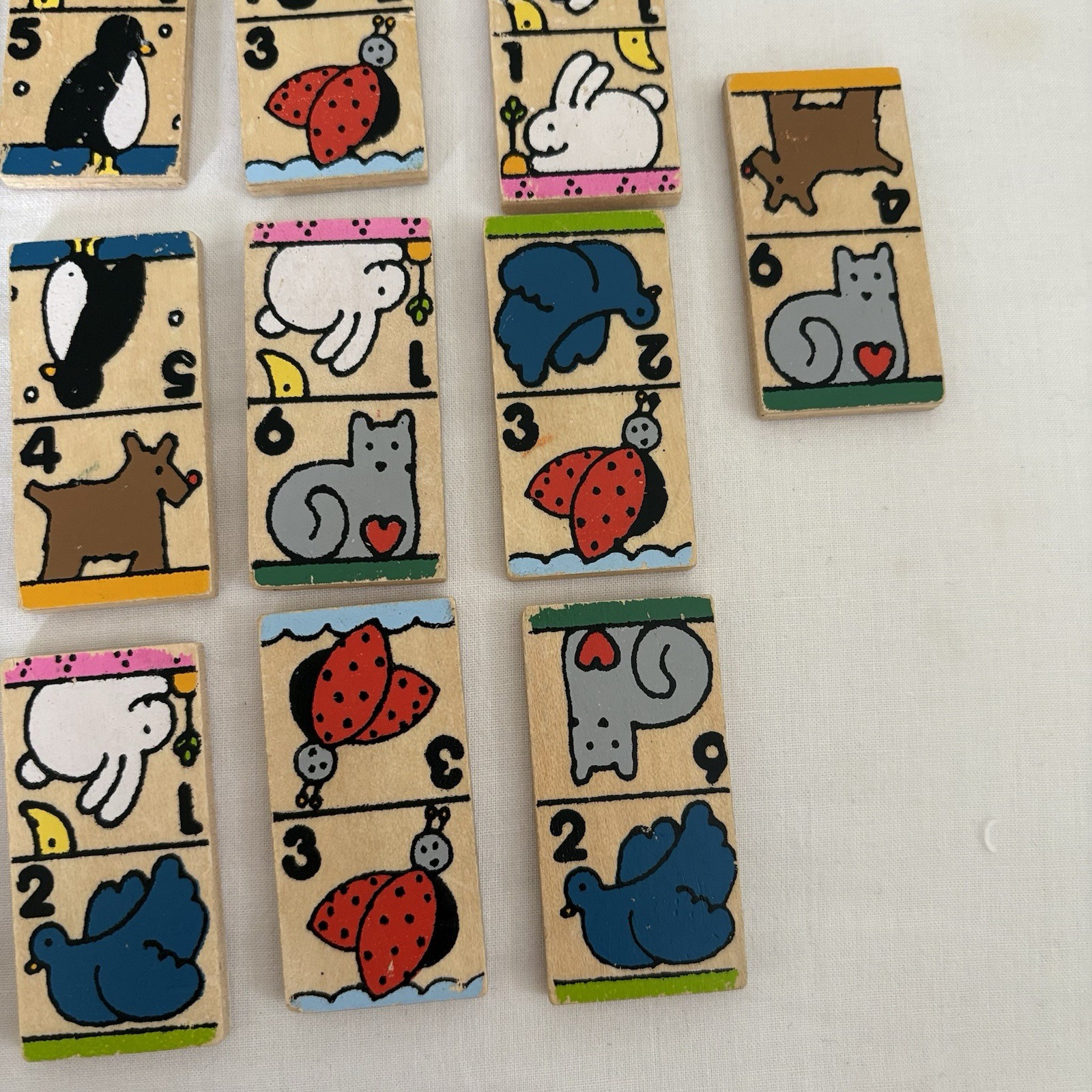 80s Wooden Animal Dominoes 21 Replacement Pieces Play Crafts Miniature Display