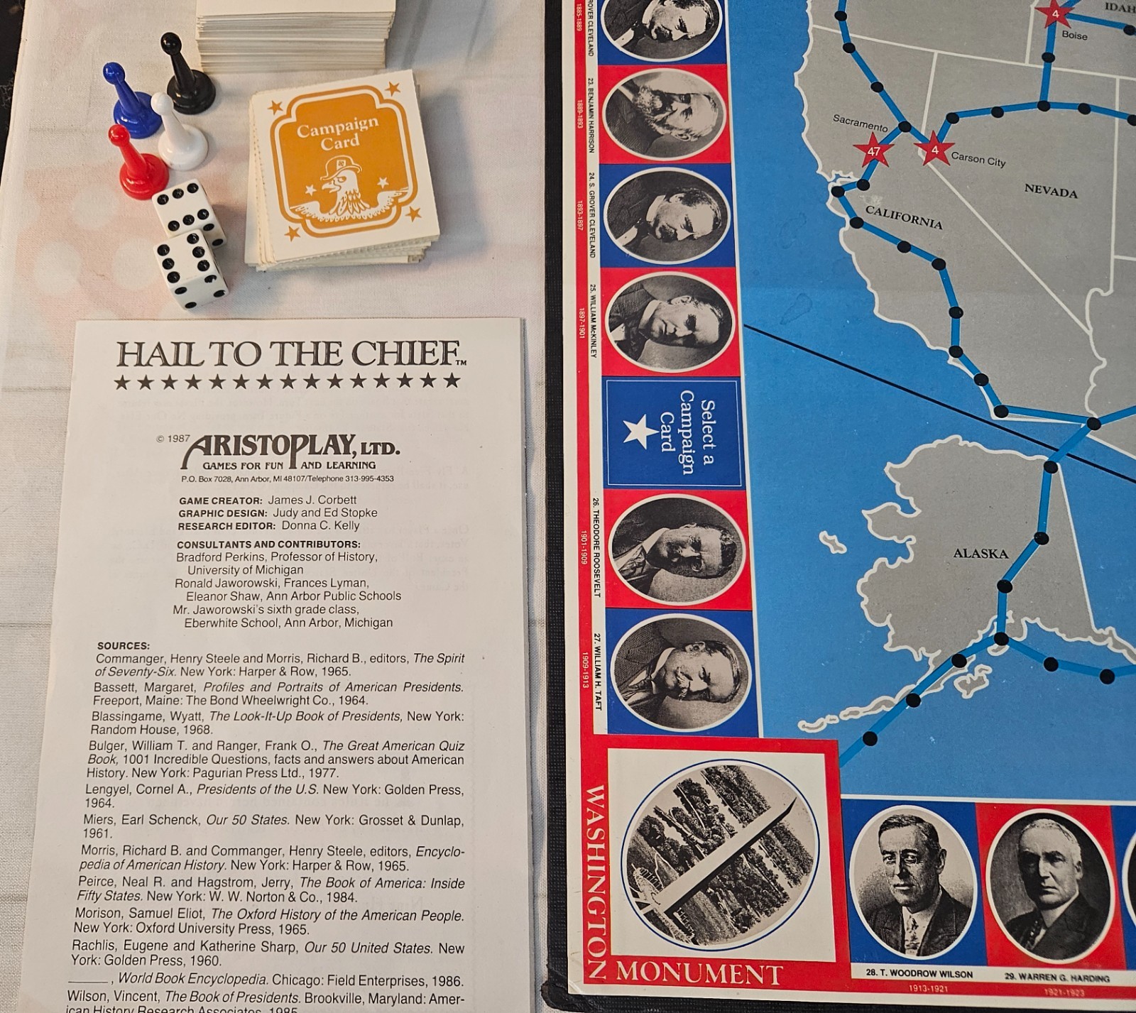 CIB 1987 Hail To The Chief Board Game by Aristoplay in NICE Condition