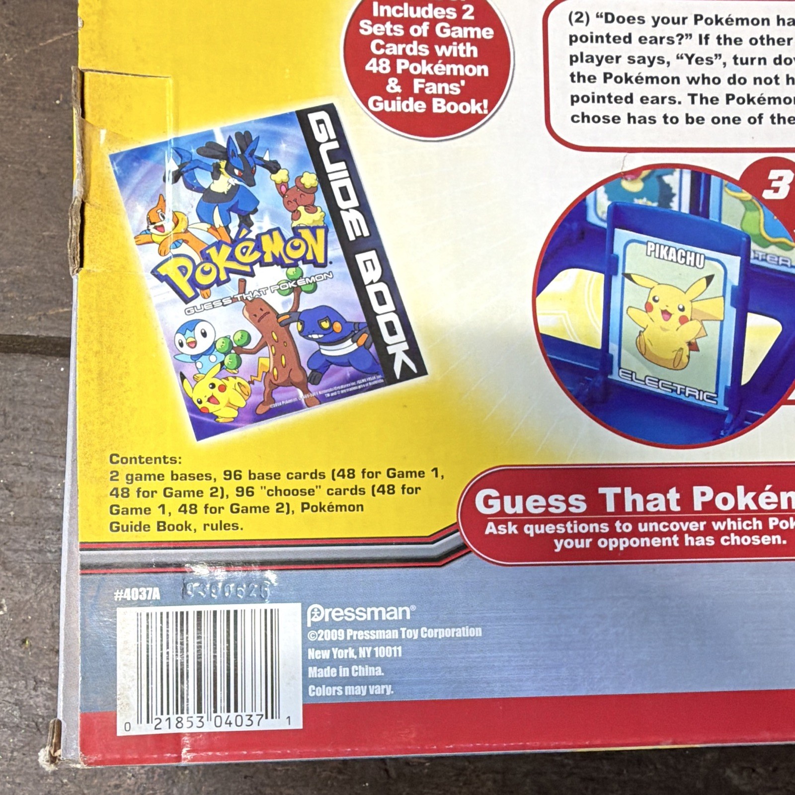 Pressman Guess That Pokemon Board Game 2 Players Ages 6+ w/ Guide Book