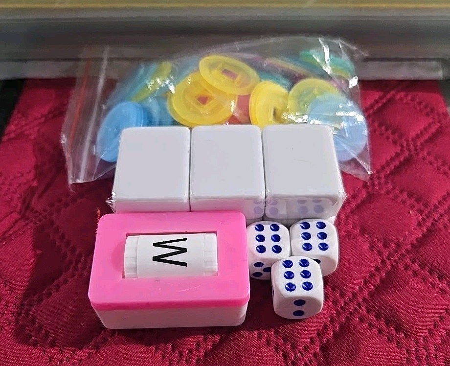 American Mahjong Game Set – Red (Burgundy) Quilted Soft Bag – 166 White Engra…