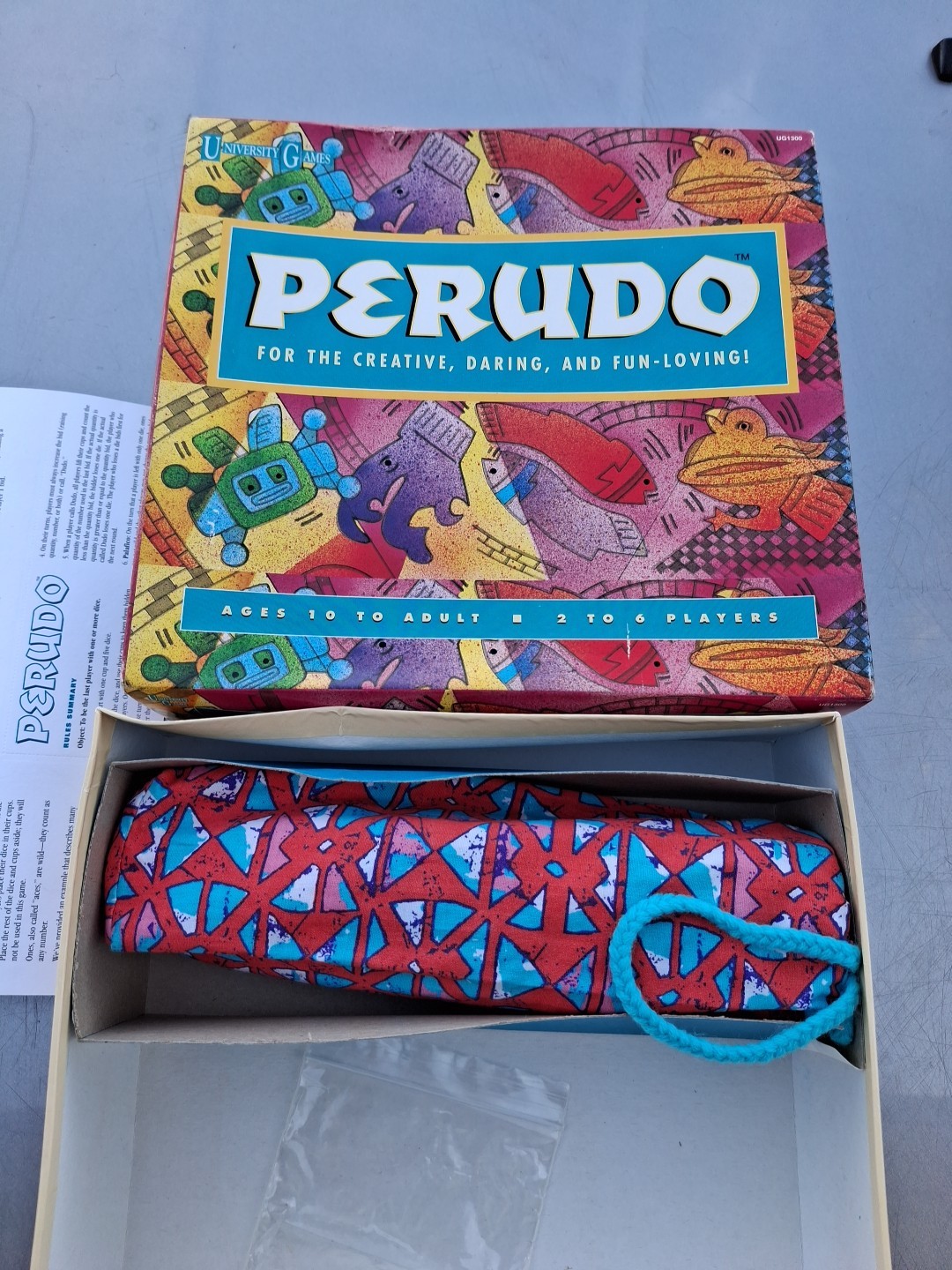 Perudo Liar’s Dice Ancient Inca Bluffing Game 1994 University Games COMPLETE
