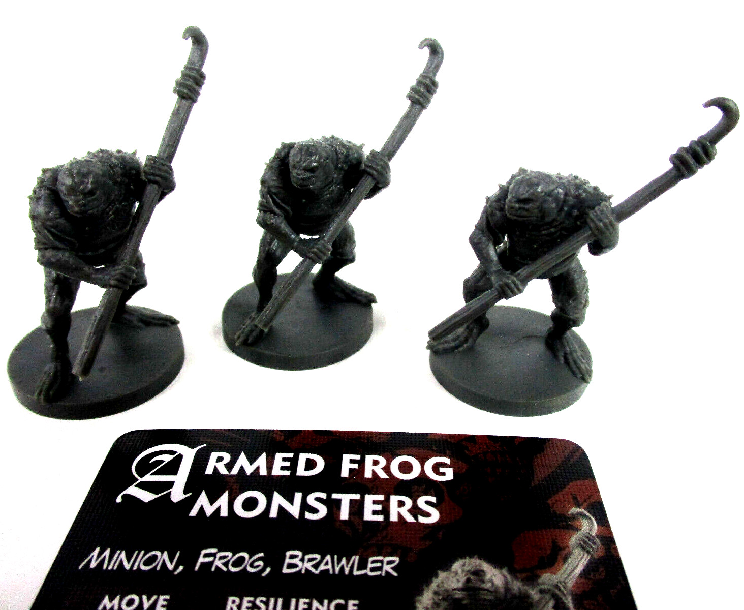 HELLBOY: The Board Game 3x ARMED FROG MONSTER Minis & Card NEW!!