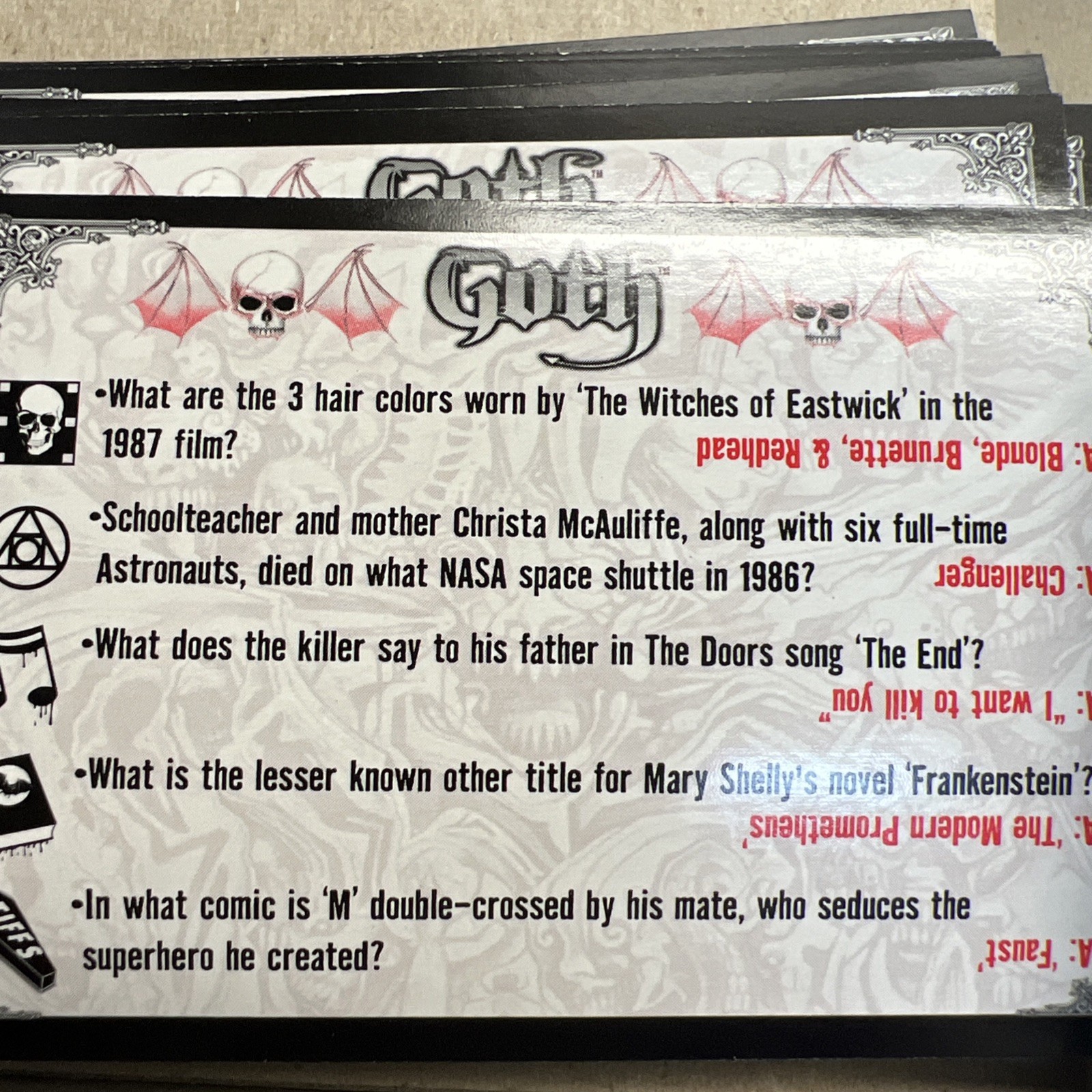 Goth The Game Of Horror Trivia Board Game used great shape