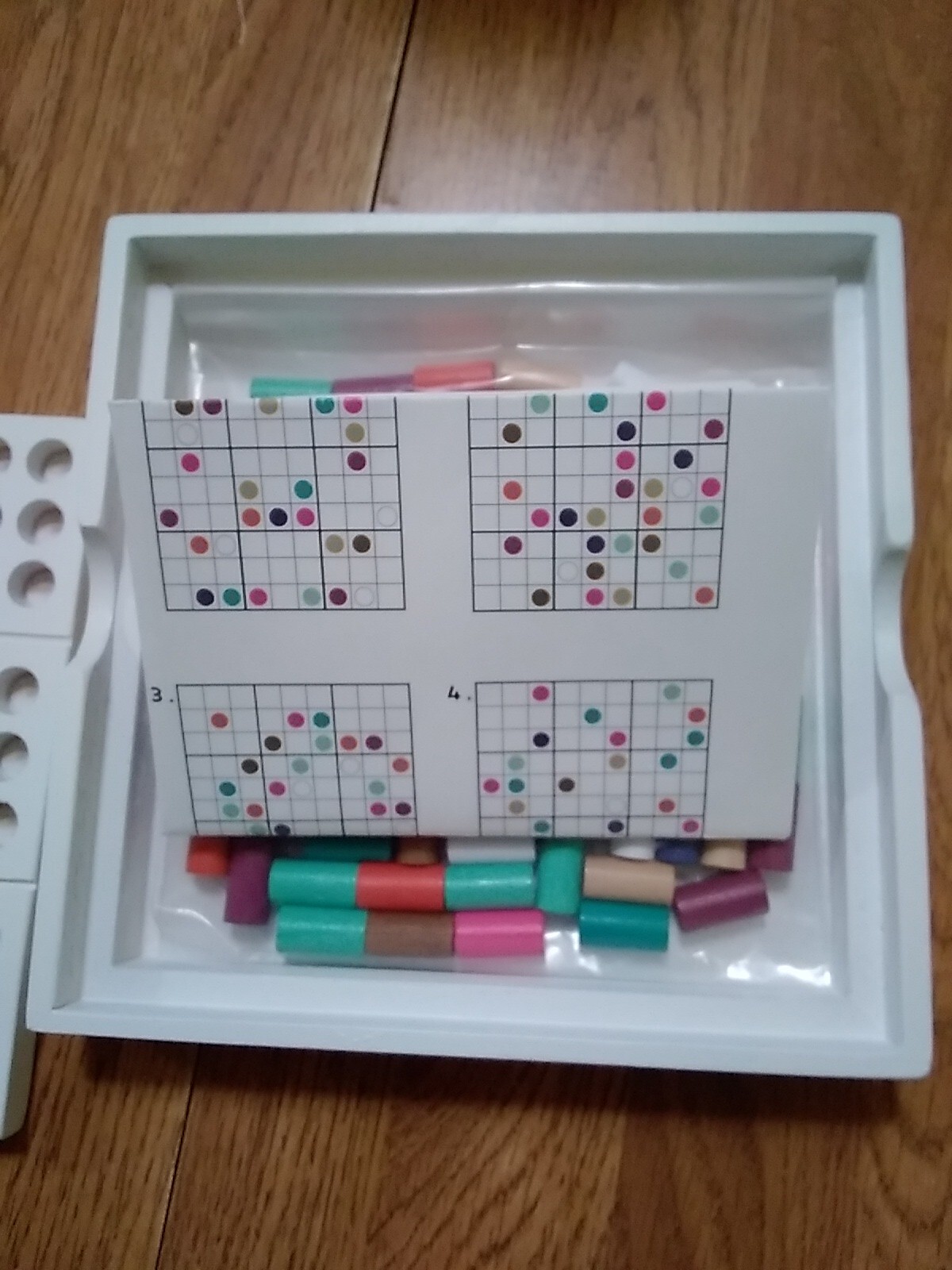 Wood Sudoku Board Table Game-Colorful Wooden Pegs-Self Storage Box-Check Pics