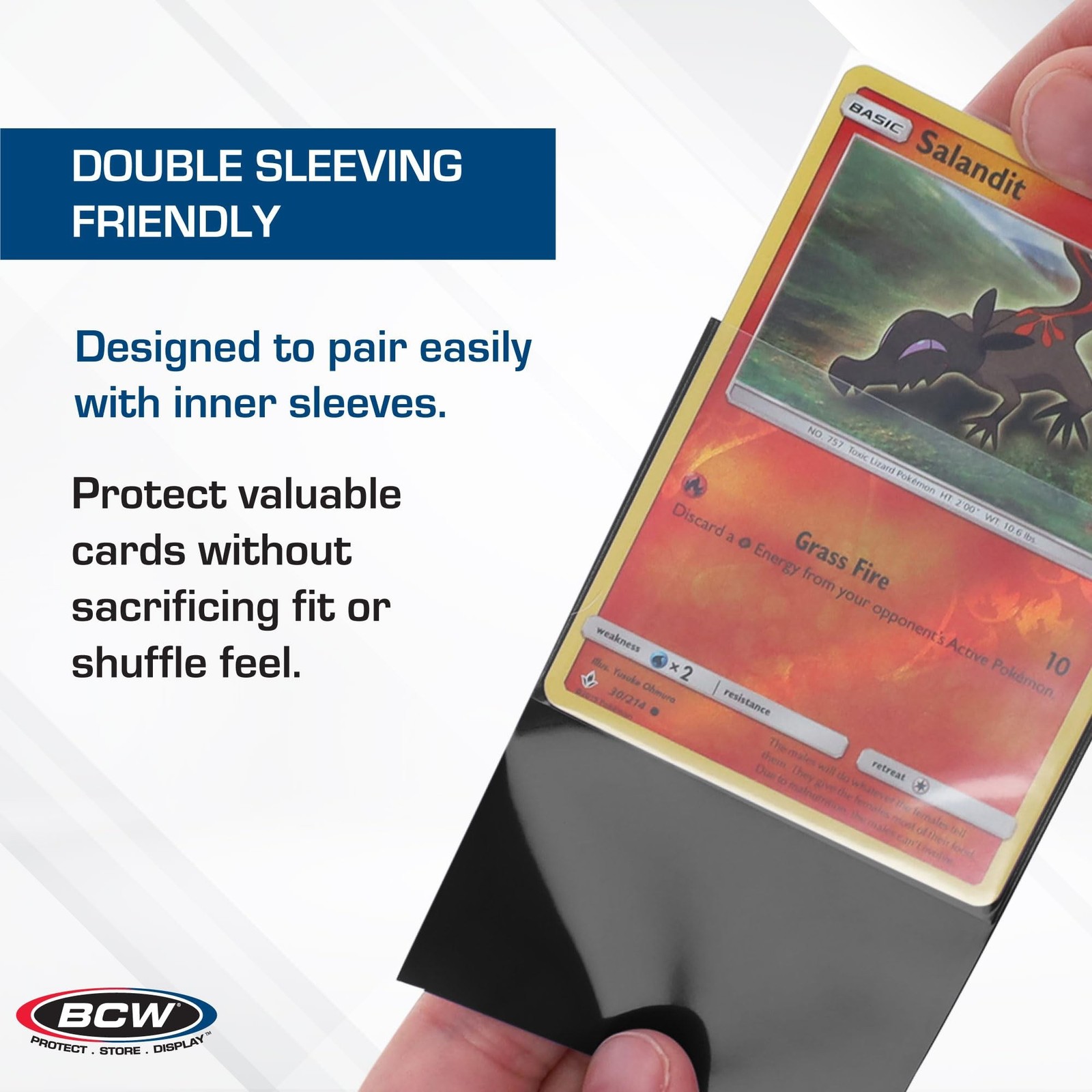 BCW Elite2 Glossy Card Sleeves – Red |100ct | Crystal-Clear Front | Textur